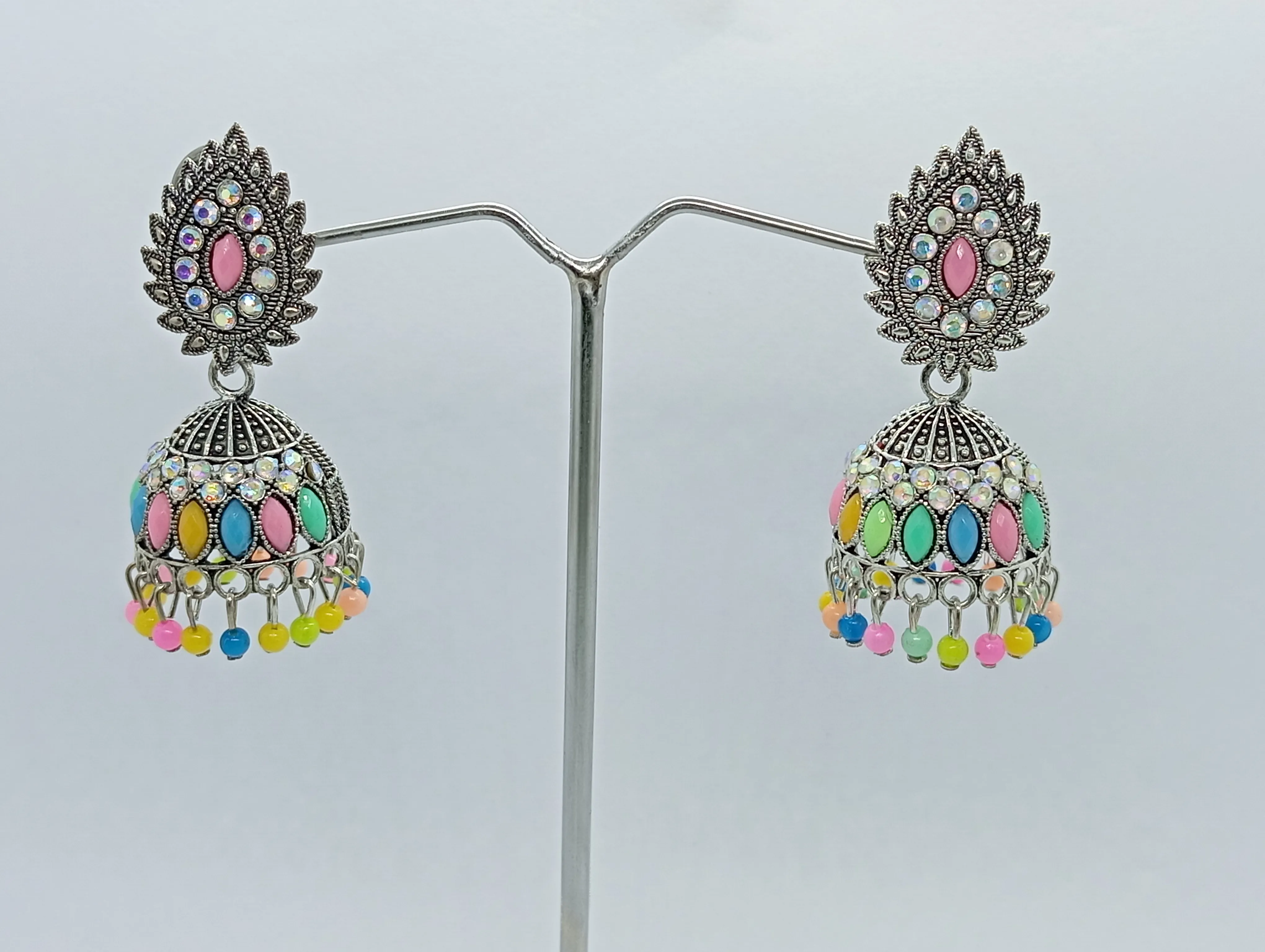 Multicolor Beaded Jhumka Earrings