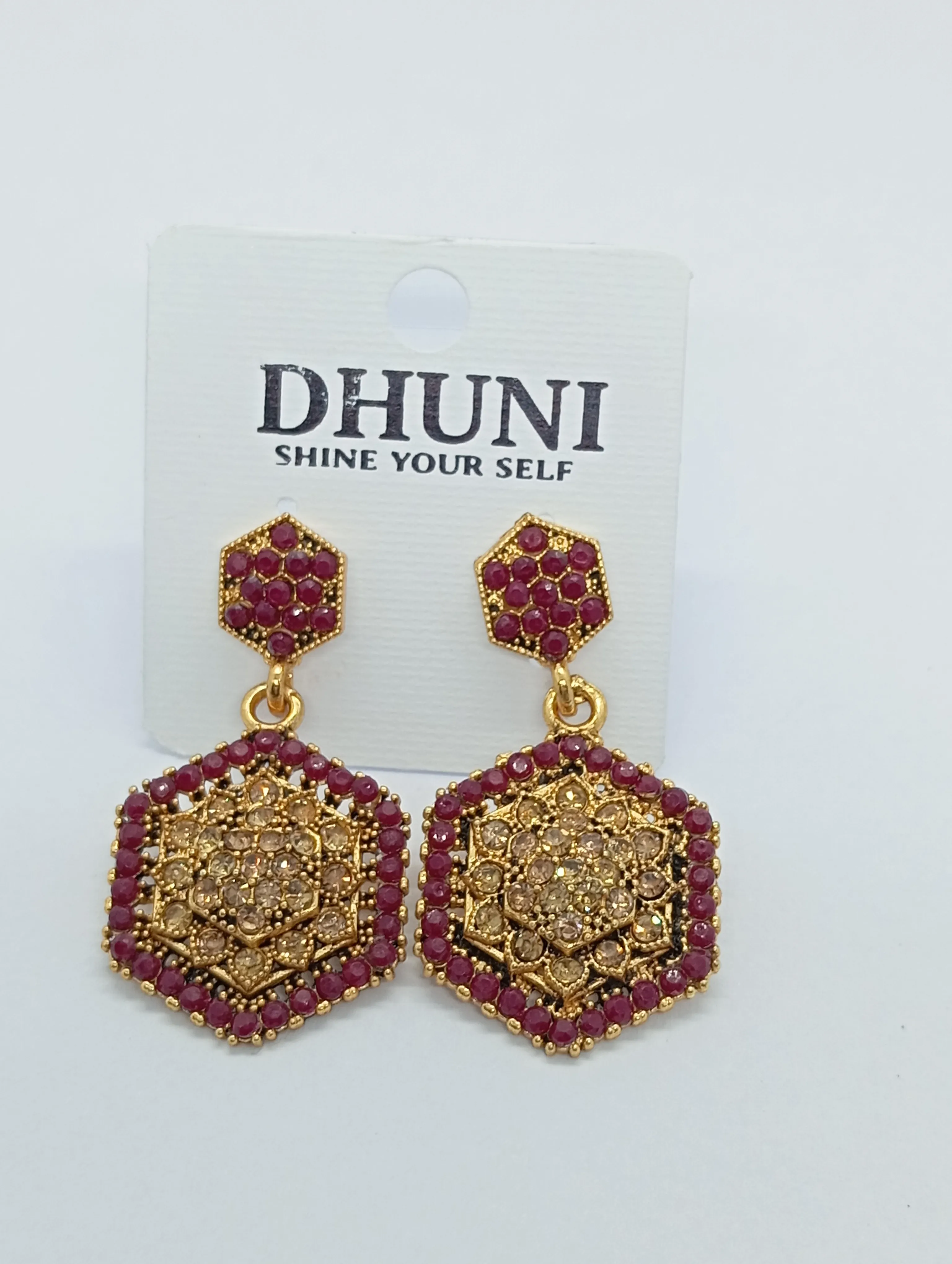 Dhuni Hexagonal Drop Earrings