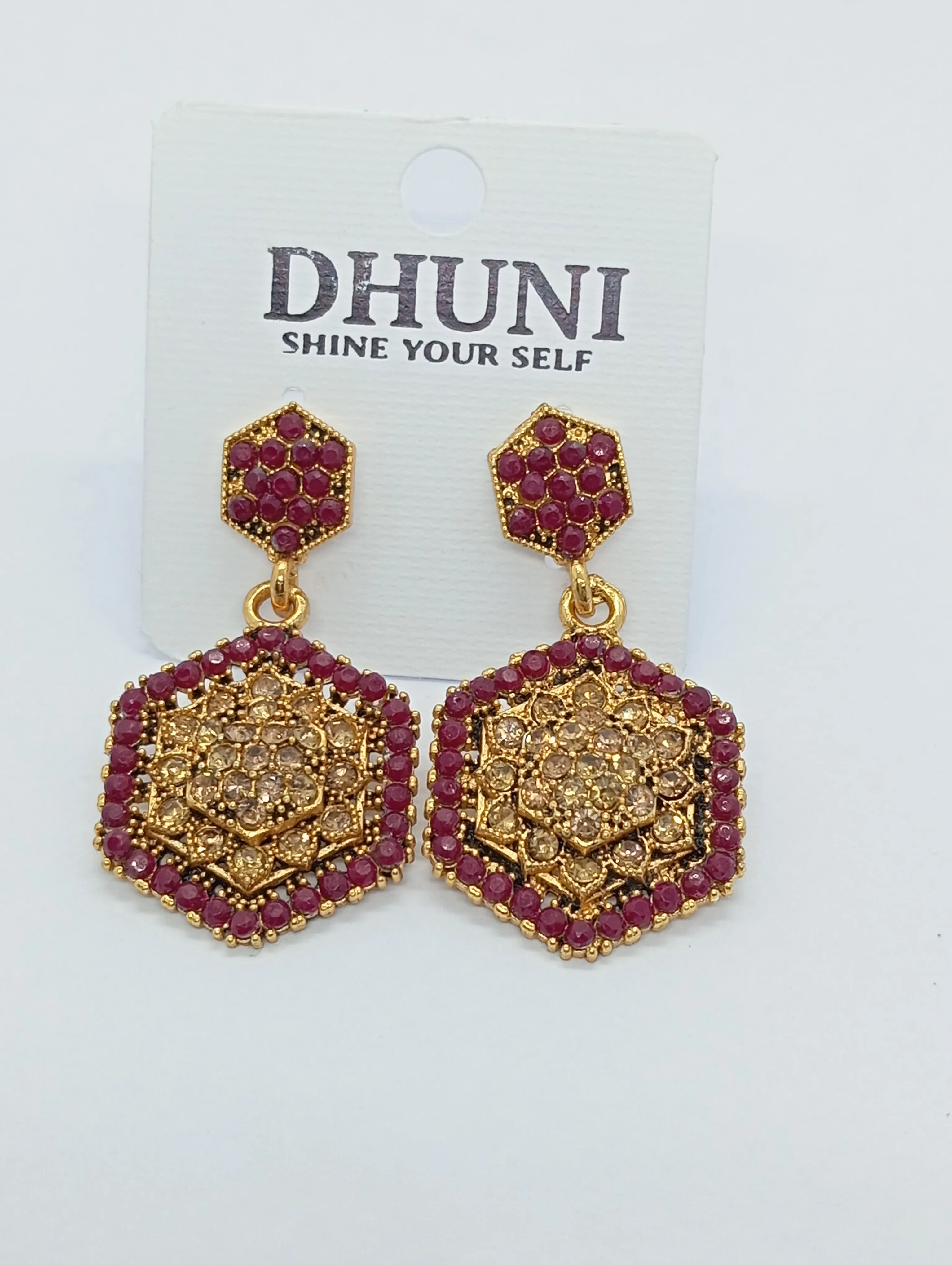 Dhuni Hexagonal Drop Earrings