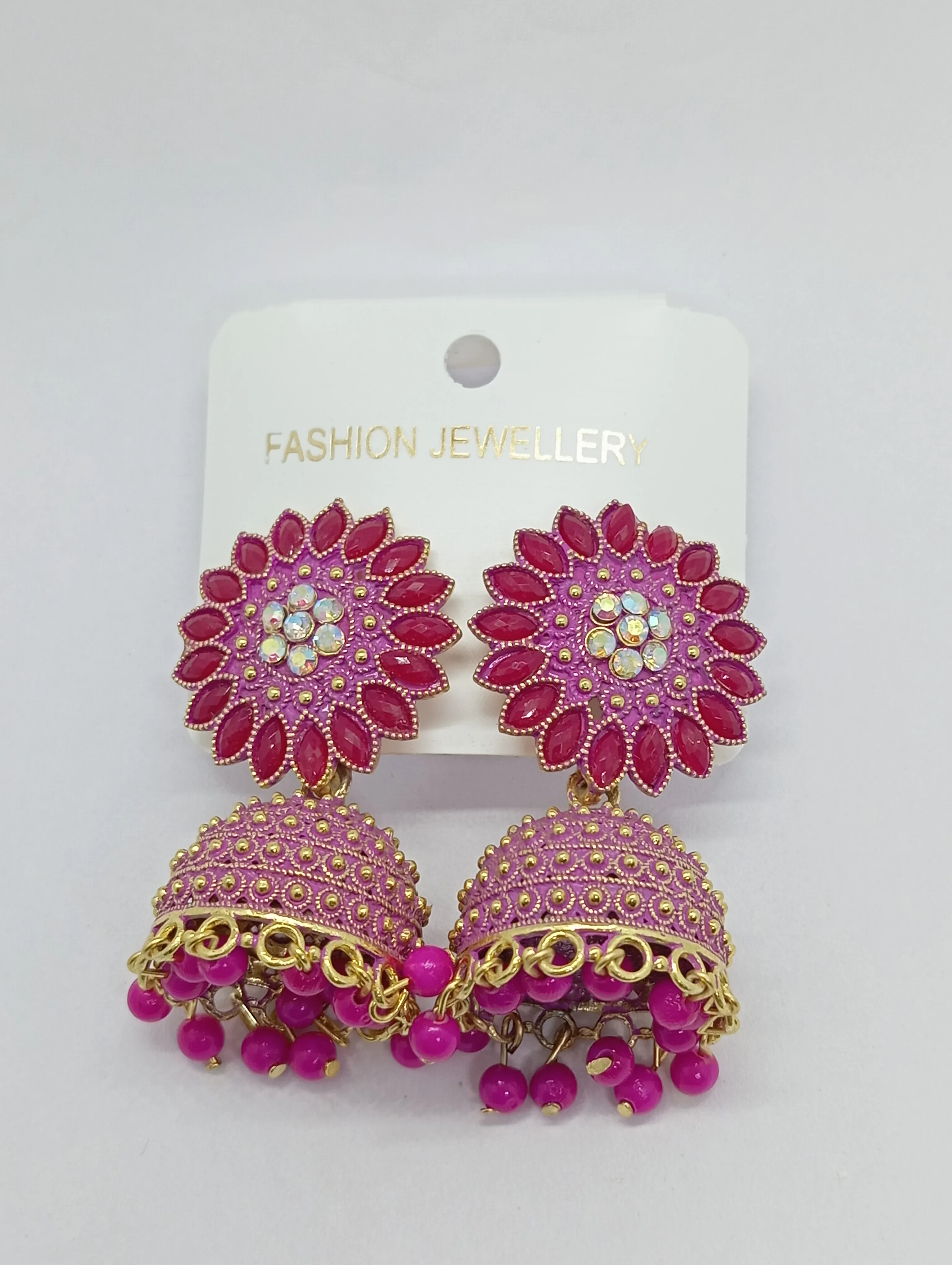 Pink Jhumka Earrings