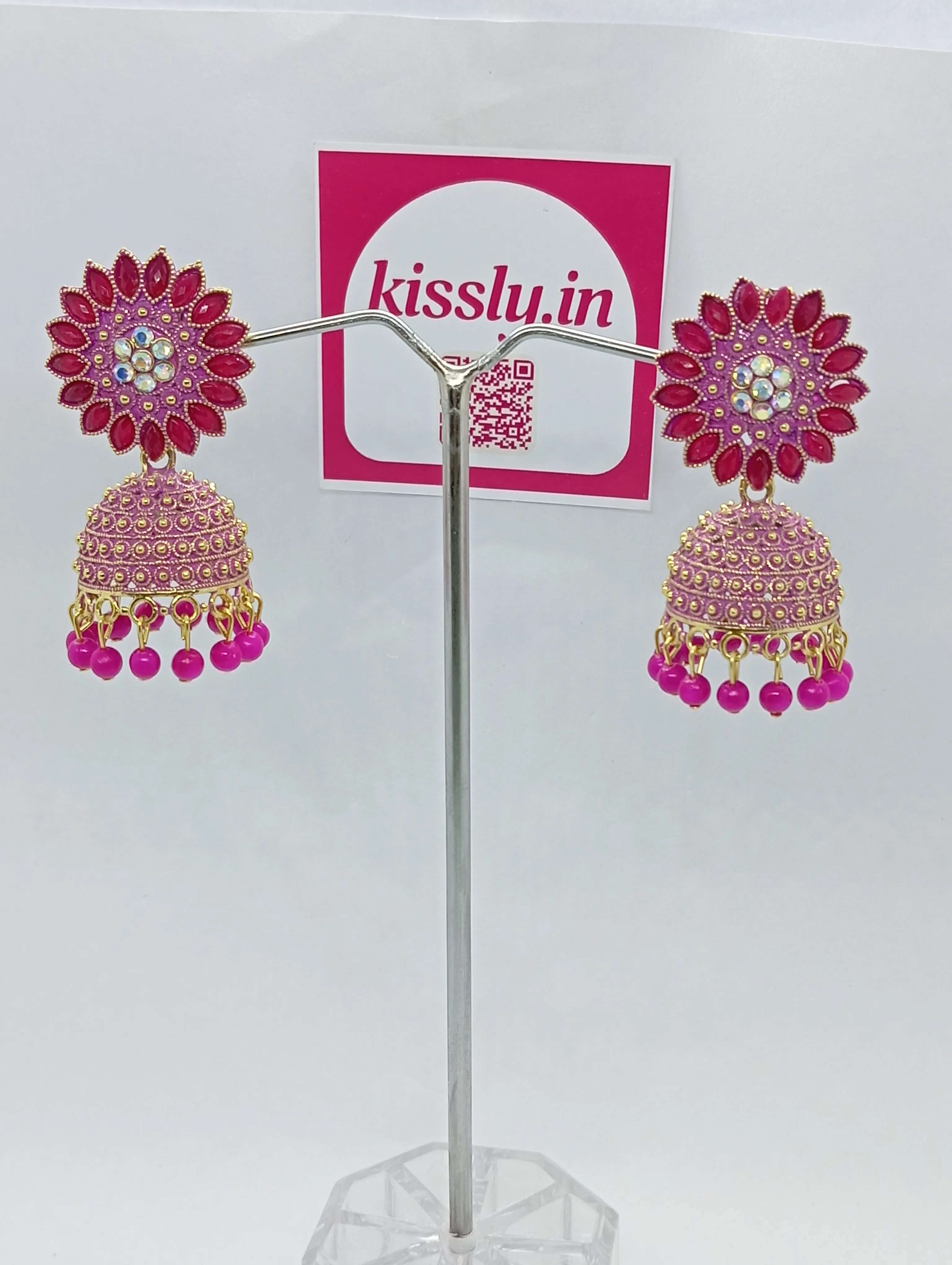 Pink Jhumka Earrings