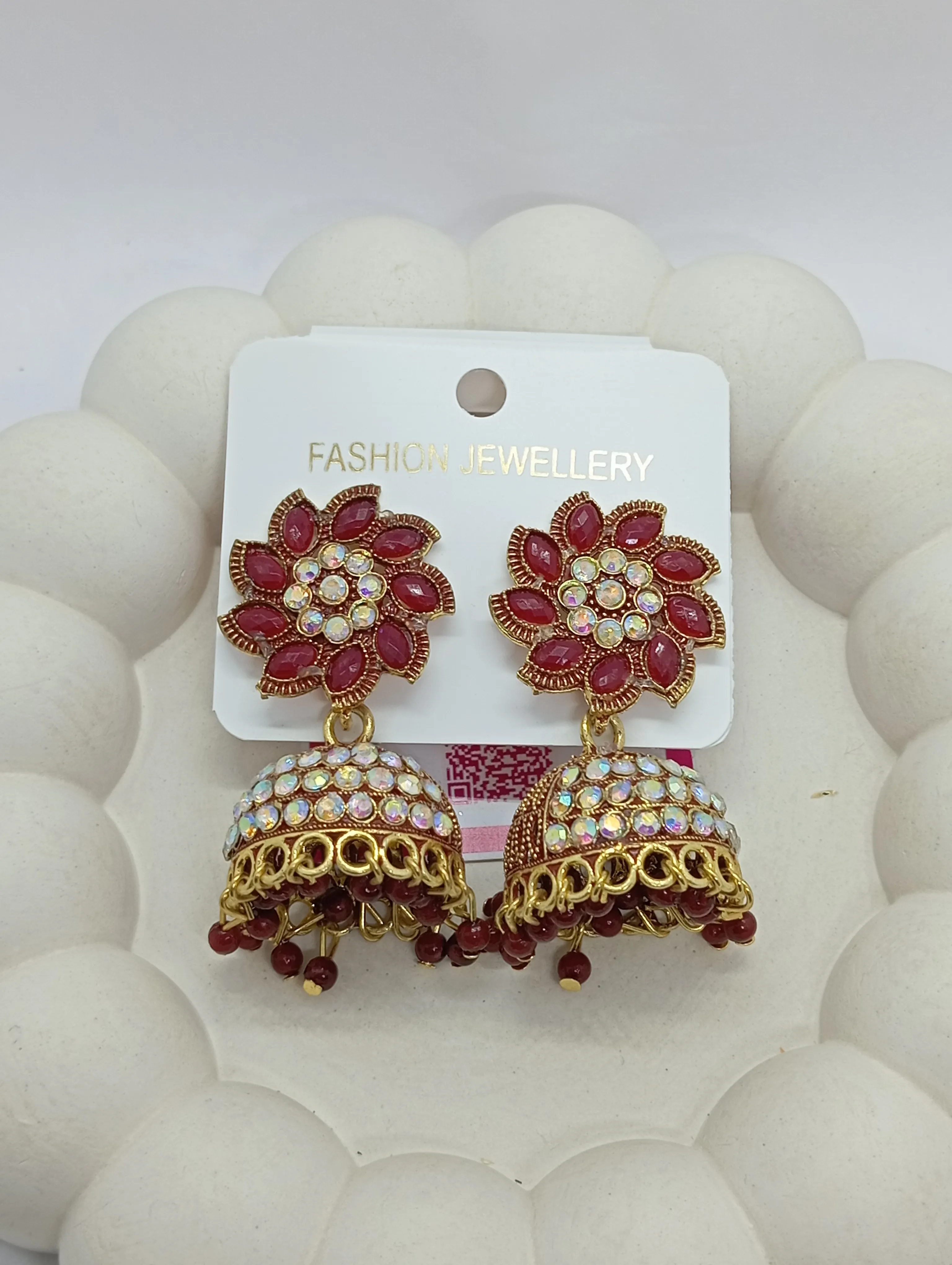 Green Stone Jhumka Earrings
