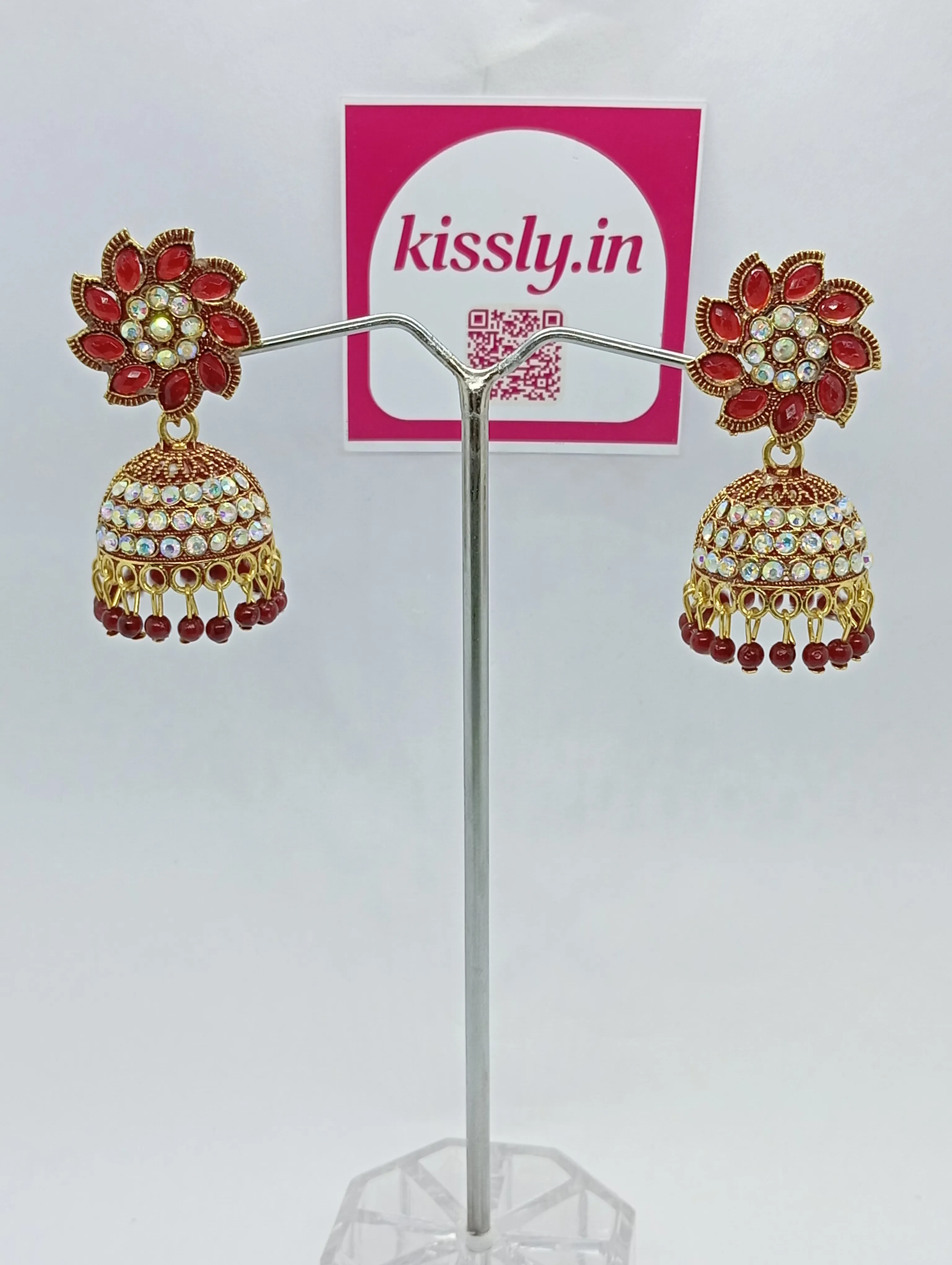 Green Stone Jhumka Earrings