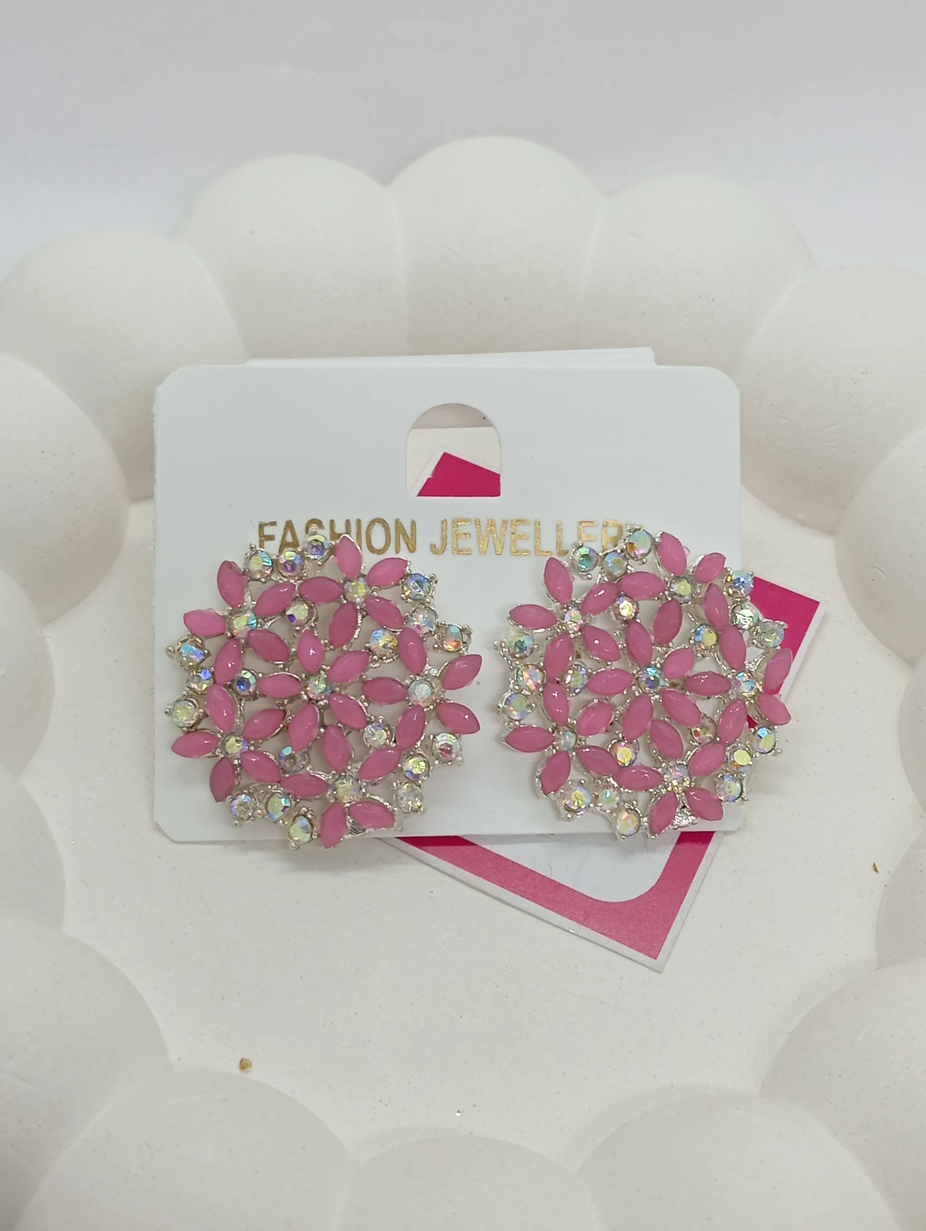 Floral Pink Stud Earrings