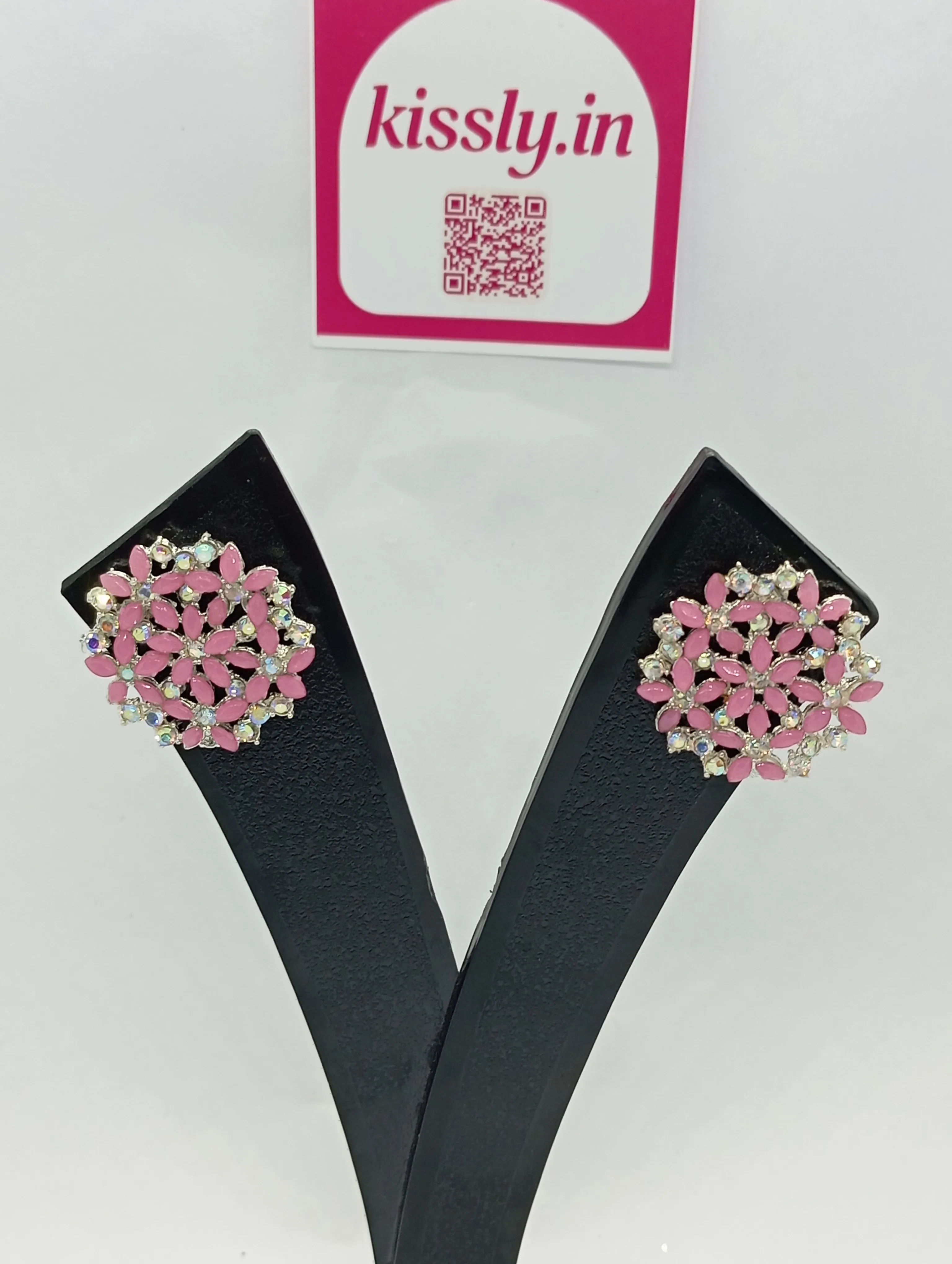 Floral Pink Stud Earrings
