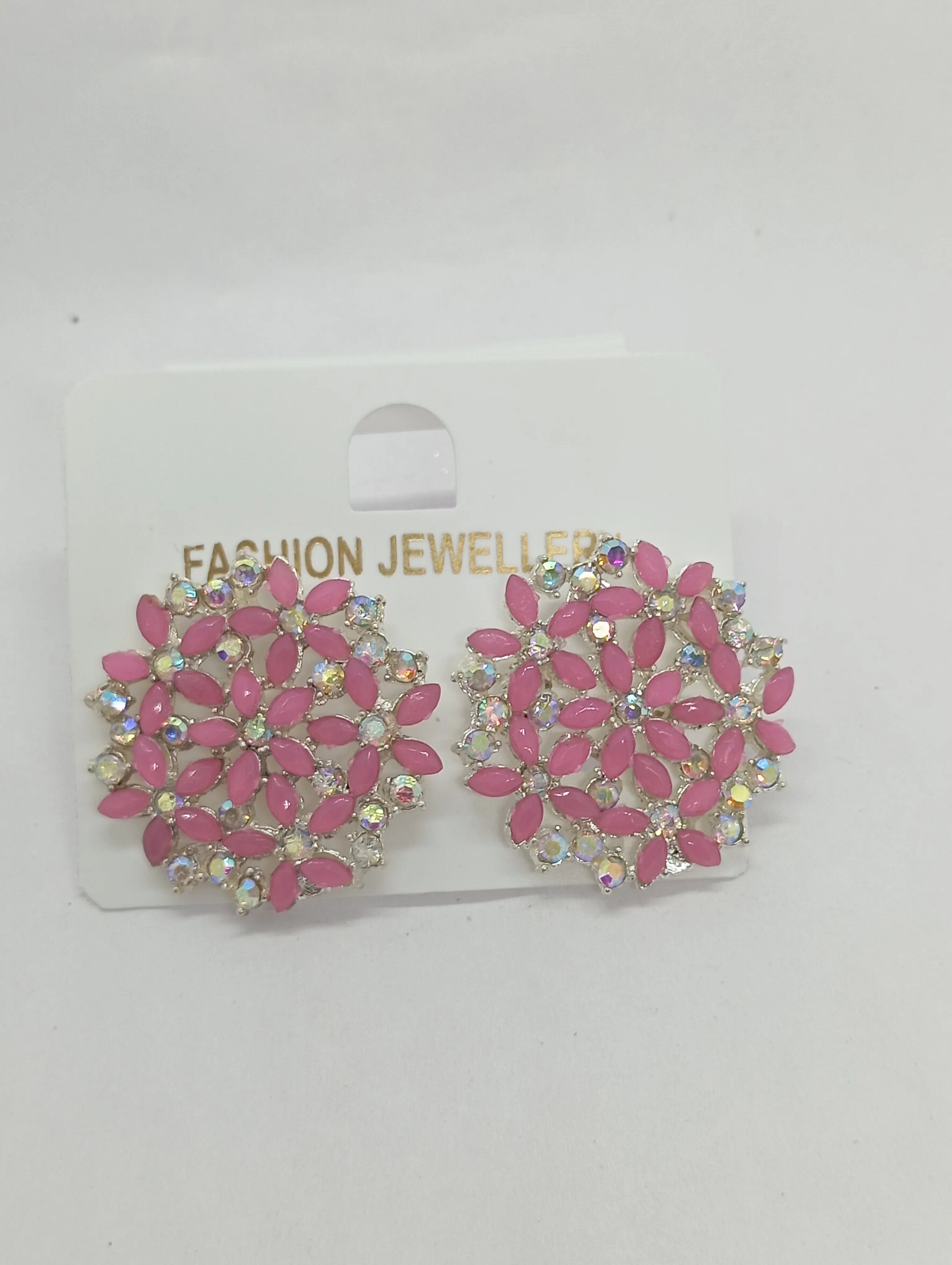 Floral Pink Stud Earrings