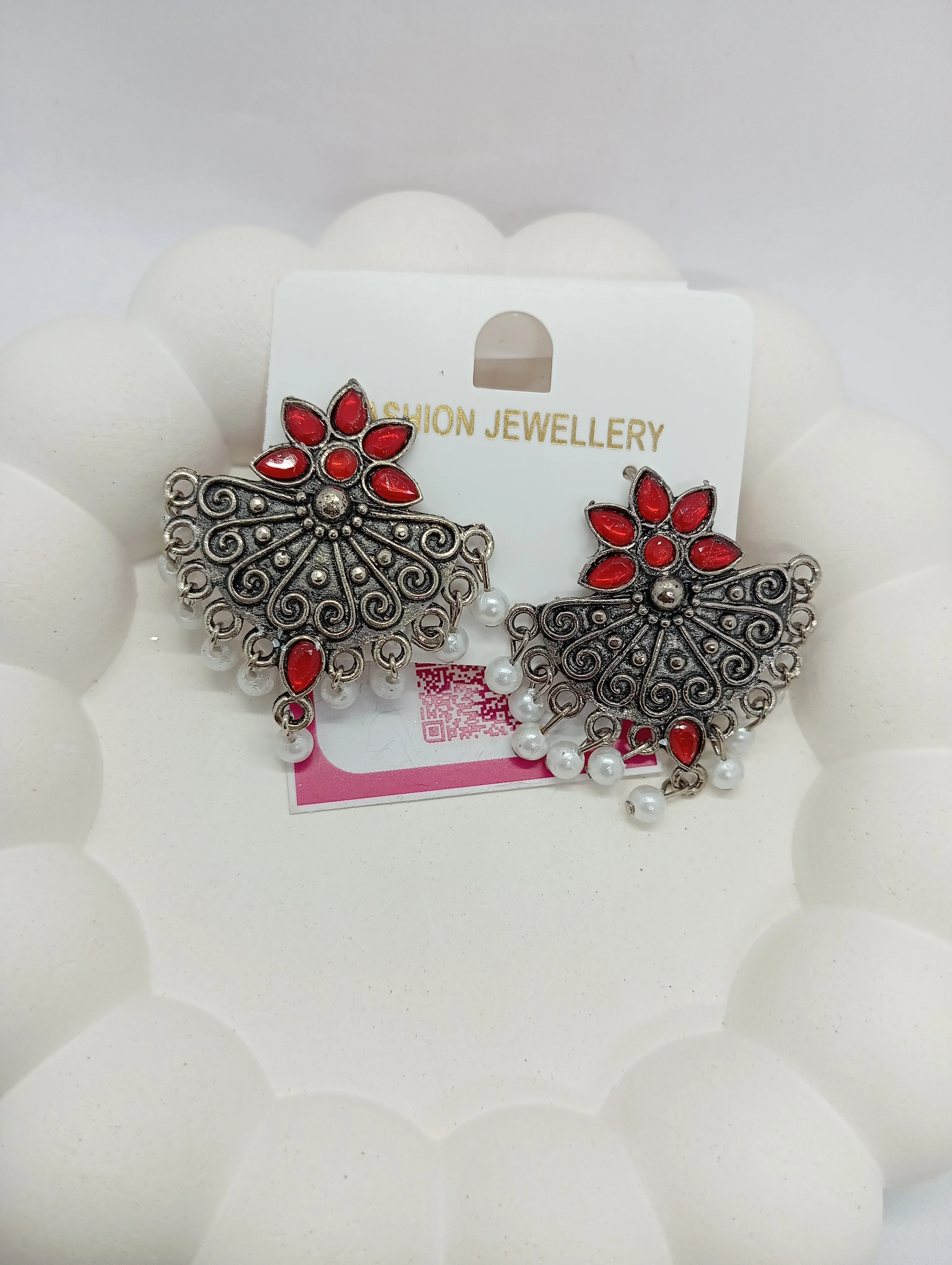 Oxidized Silver Jhumka Earrings