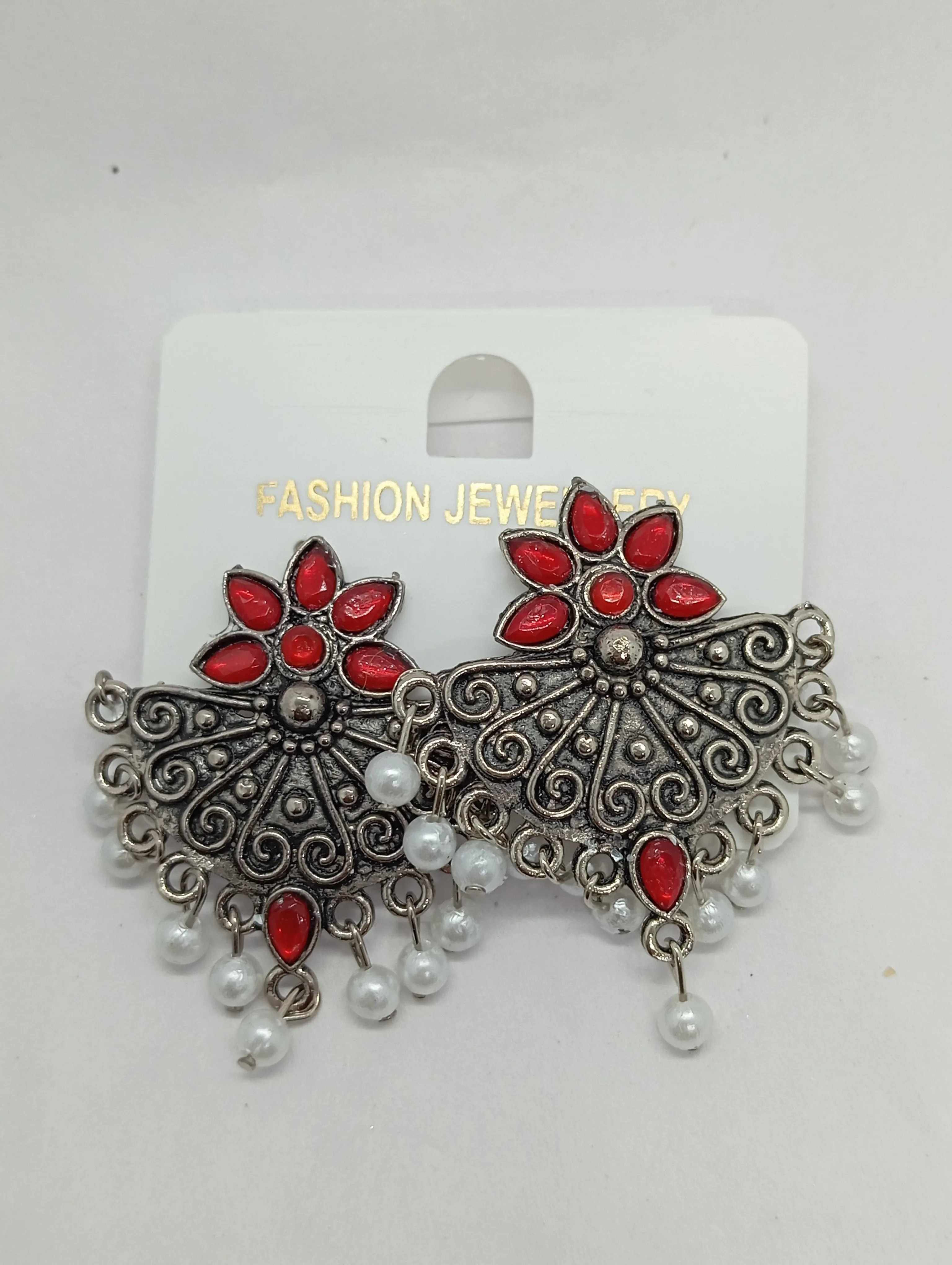 Oxidized Silver Jhumka Earrings