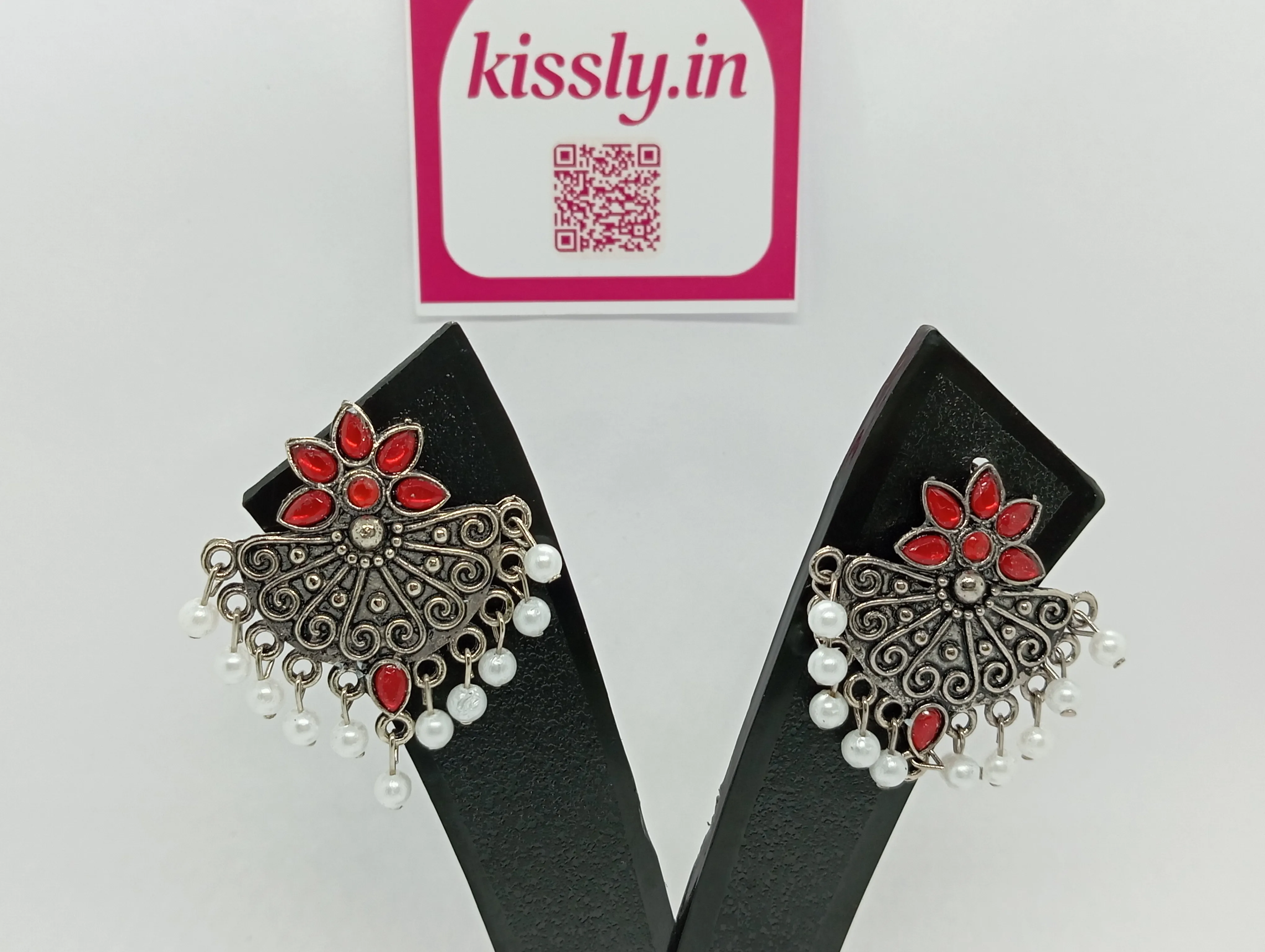 Oxidized Silver Jhumka Earrings