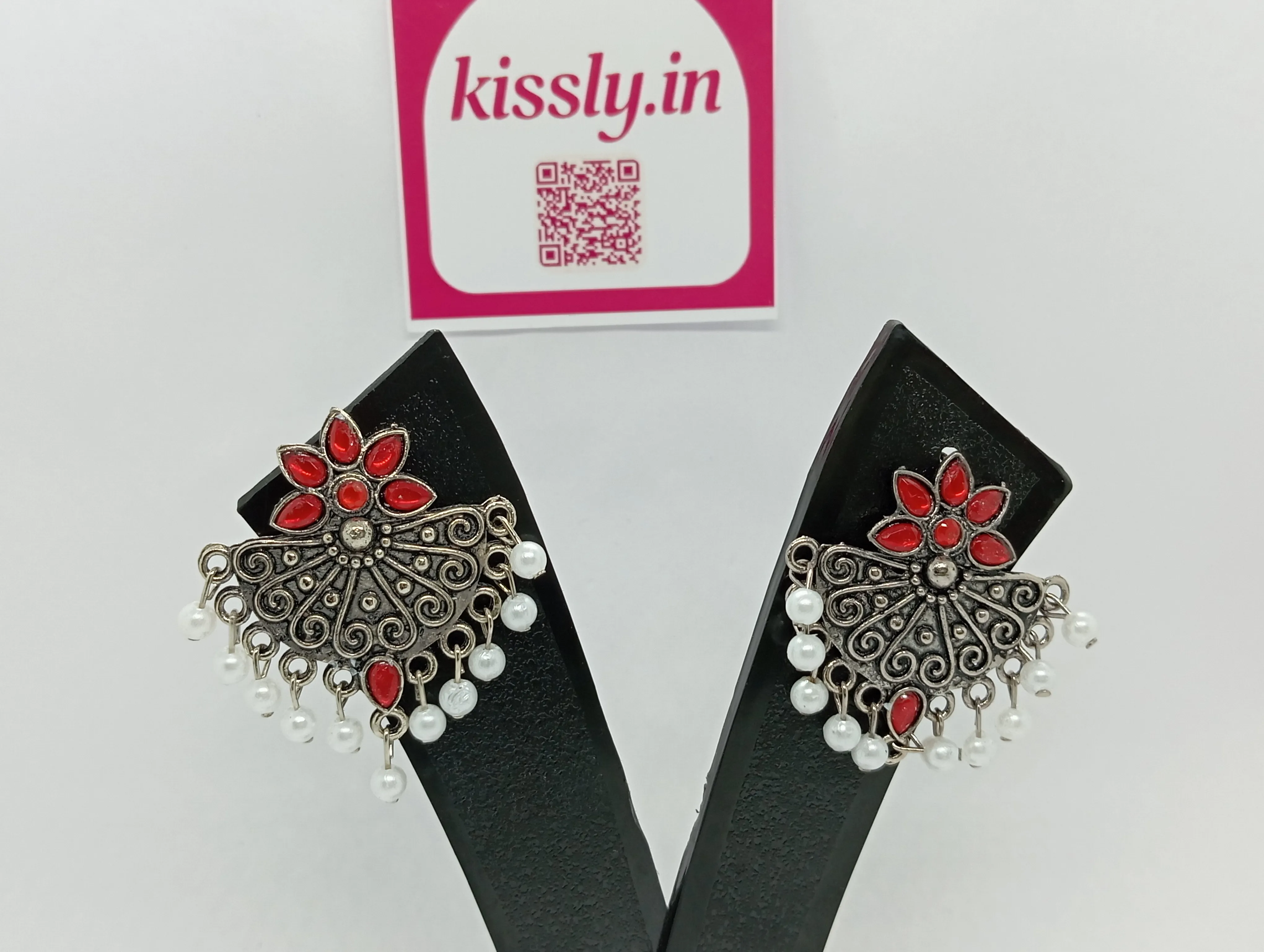 Oxidized Silver Jhumka Earrings