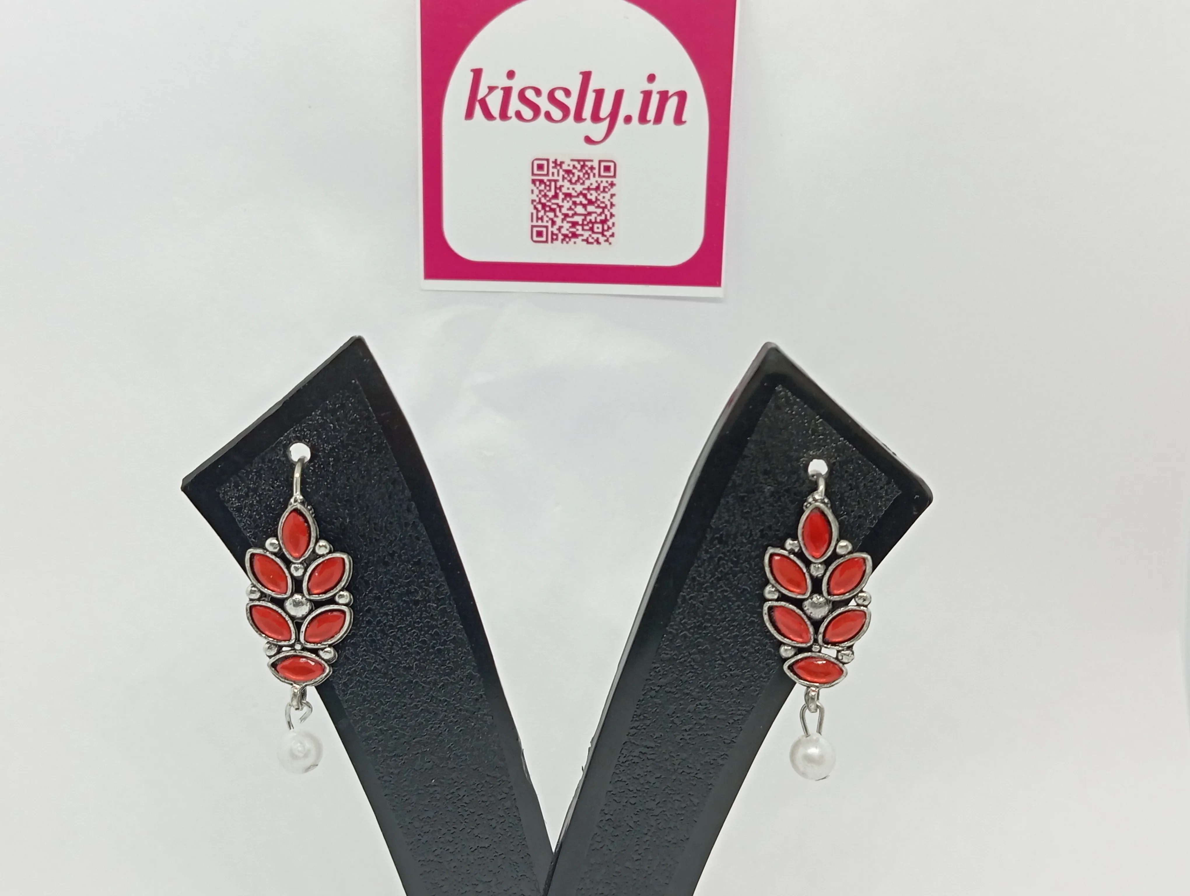 Leaf Design Earrings with Pearl Drop