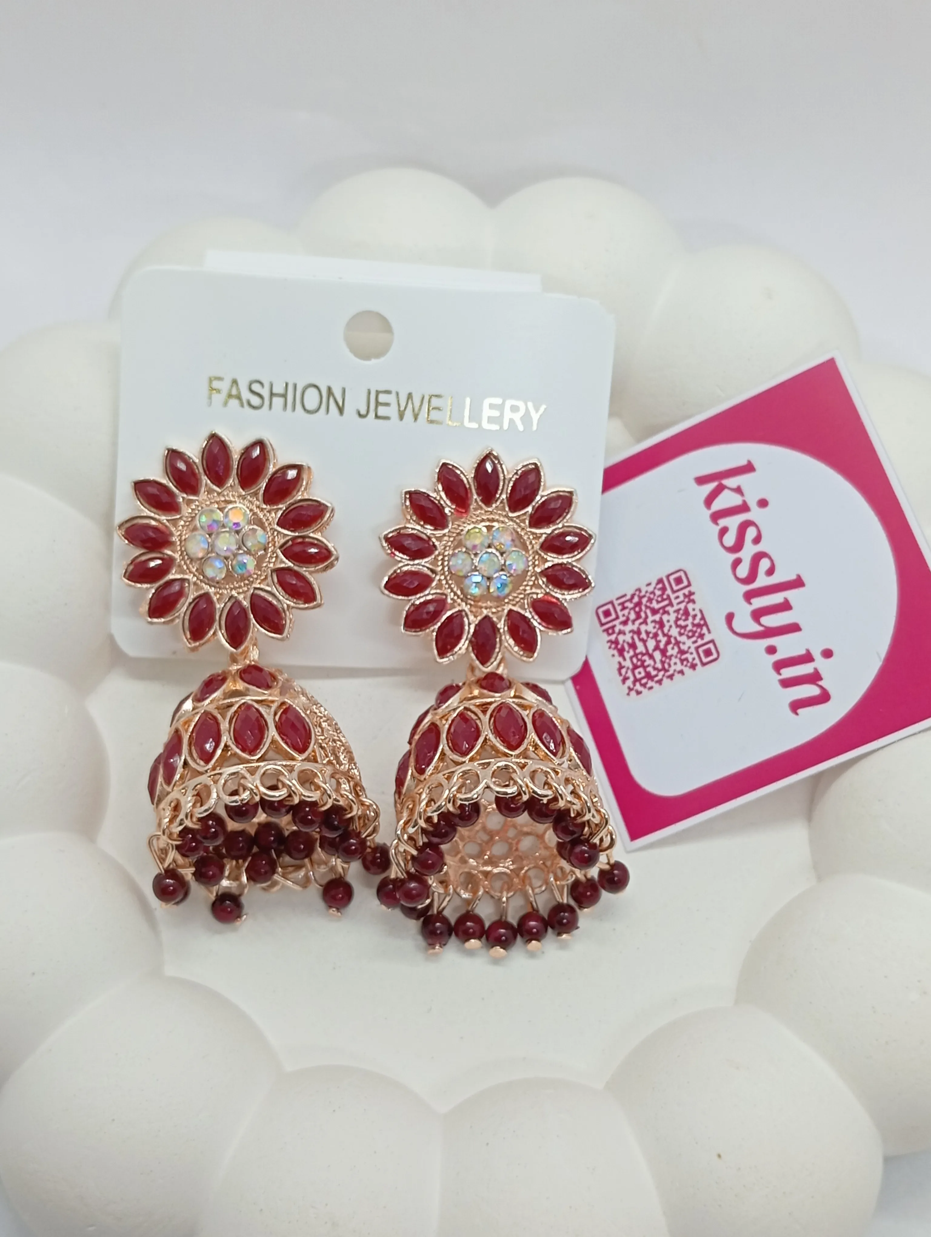 Red Jhumka Earrings