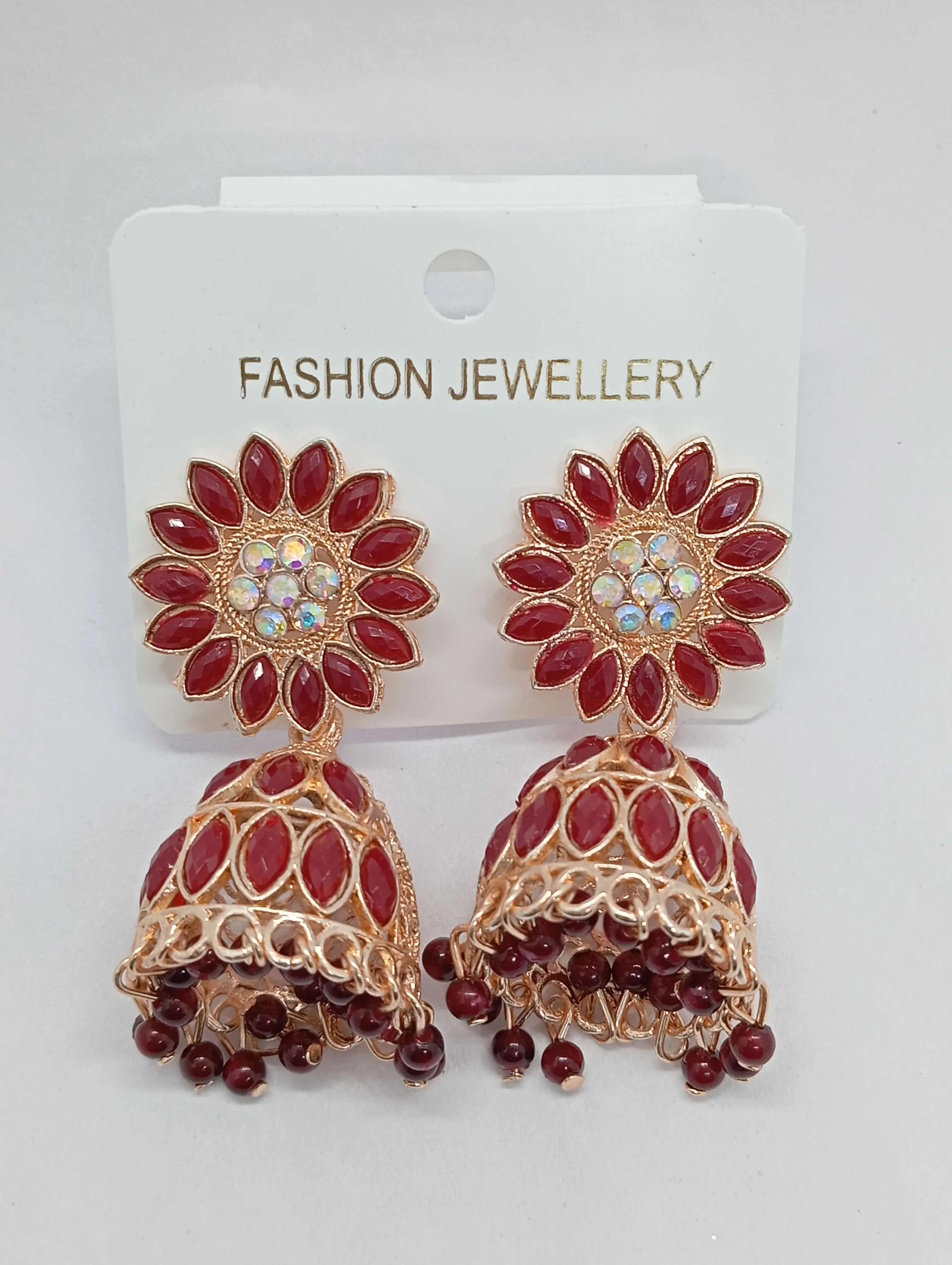 Red Jhumka Earrings