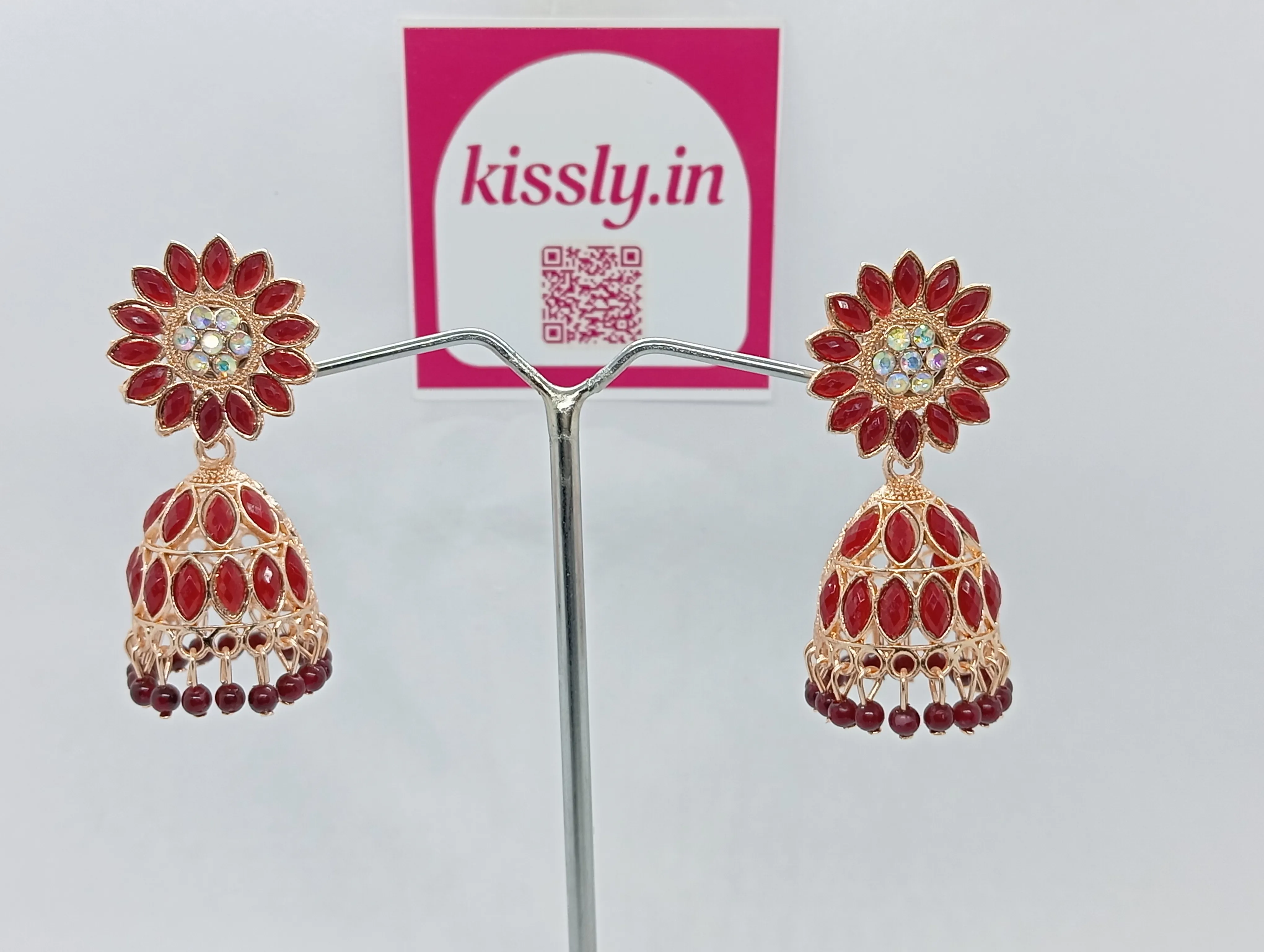Red Jhumka Earrings
