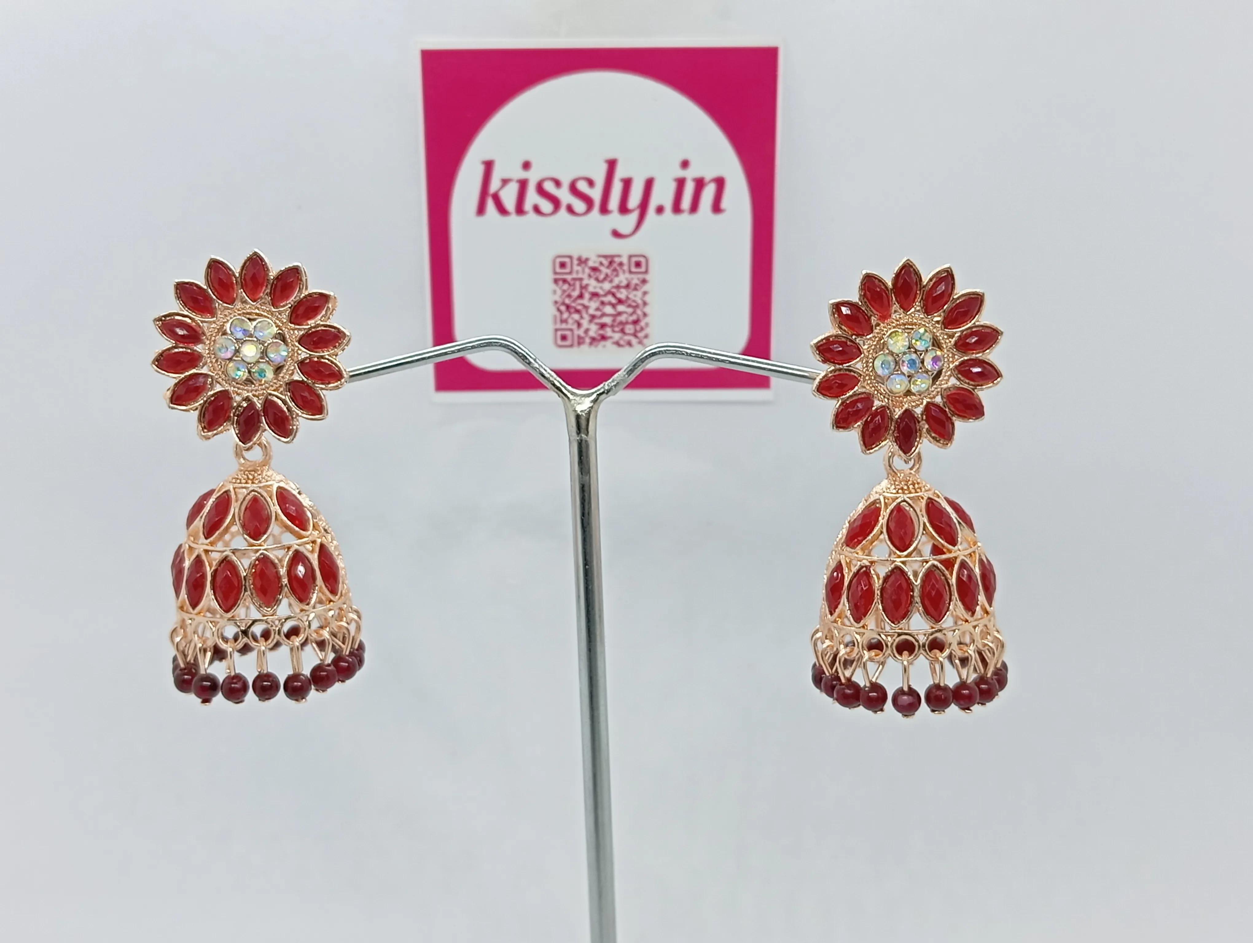Red Jhumka Earrings