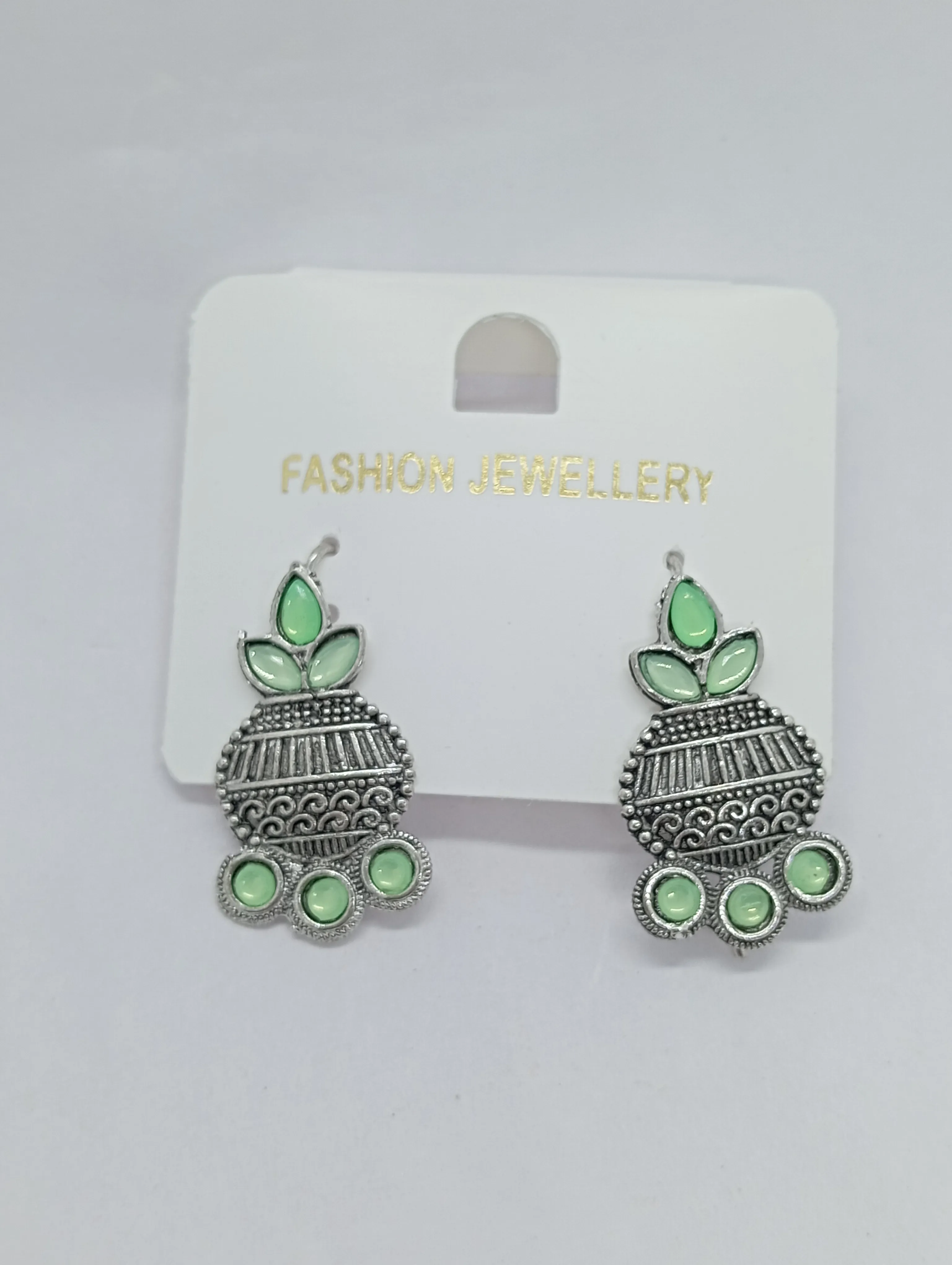 Oxidized Silver Jhumka Earrings