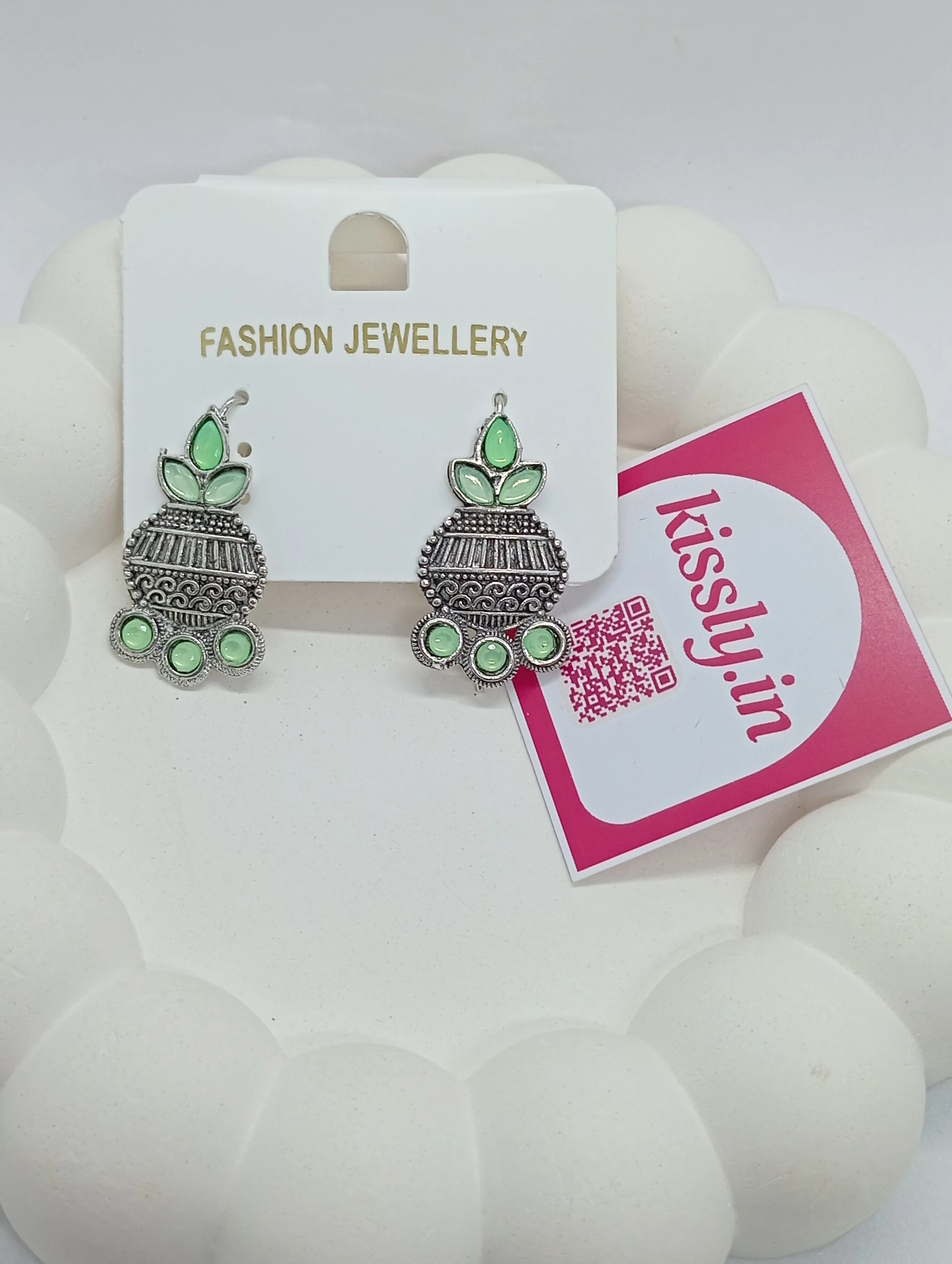 Oxidized Silver Jhumka Earrings
