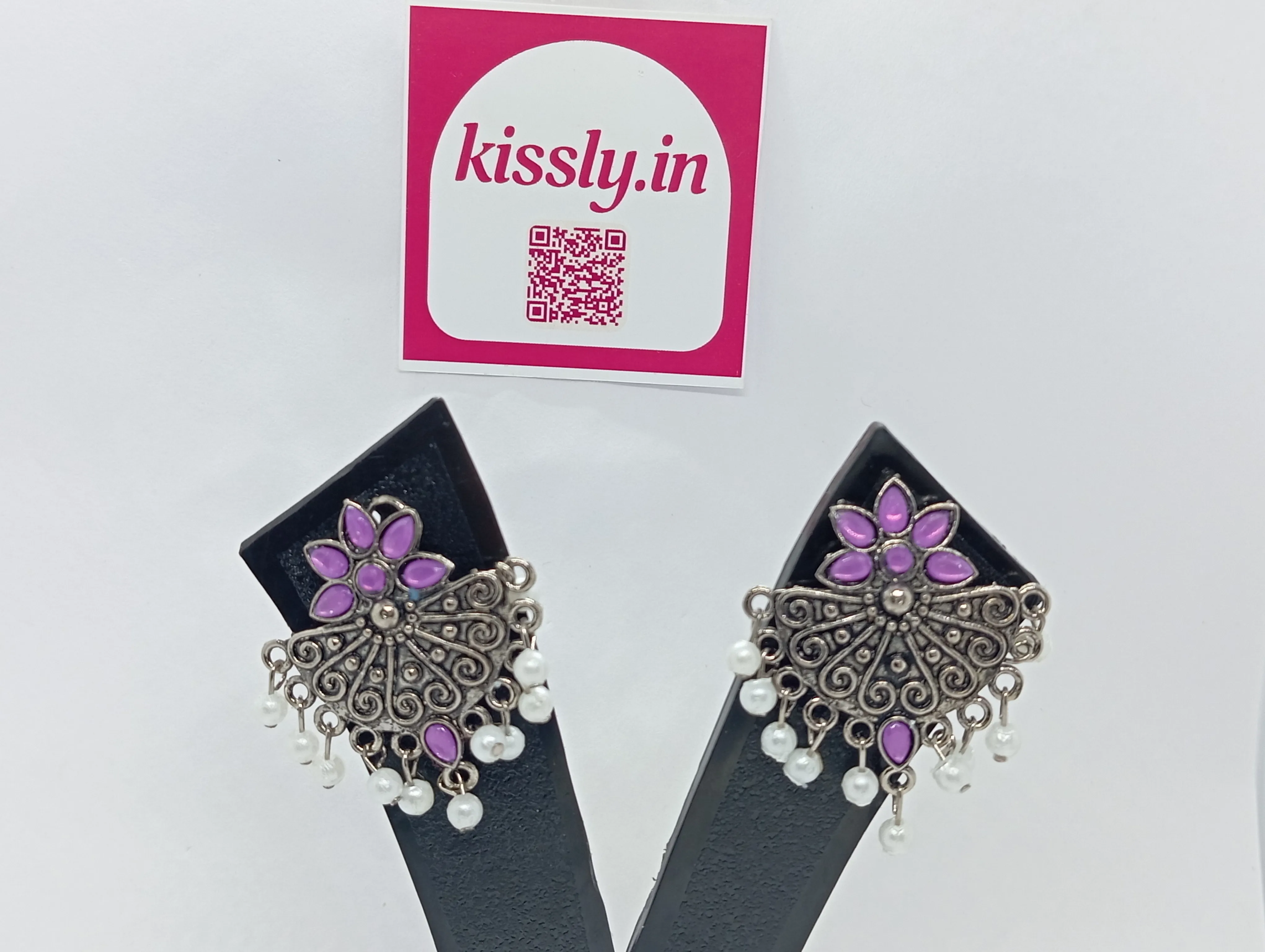 Oxidized Floral Jhumka Earrings