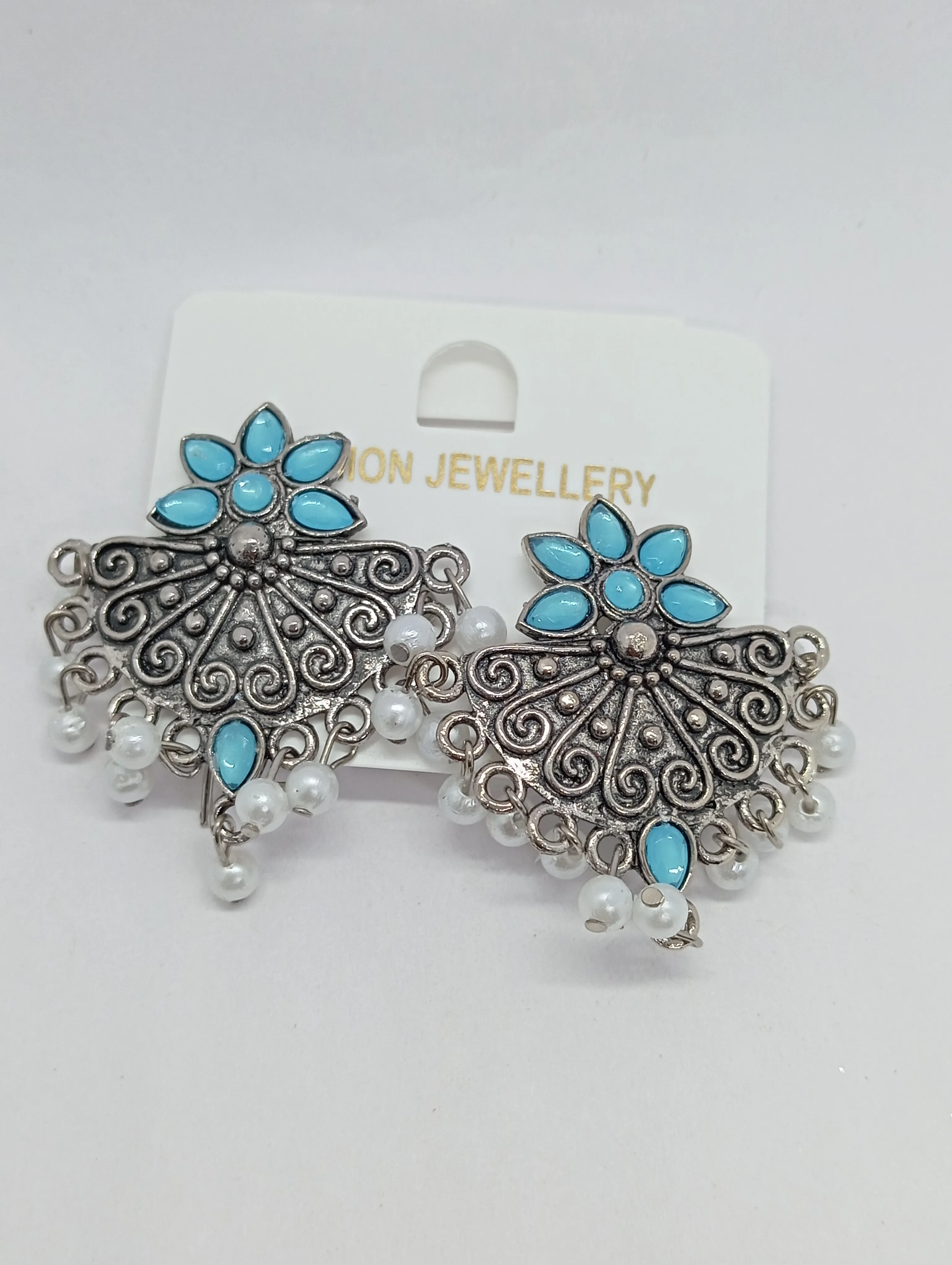 Oxidized Silver Jhumka Earrings