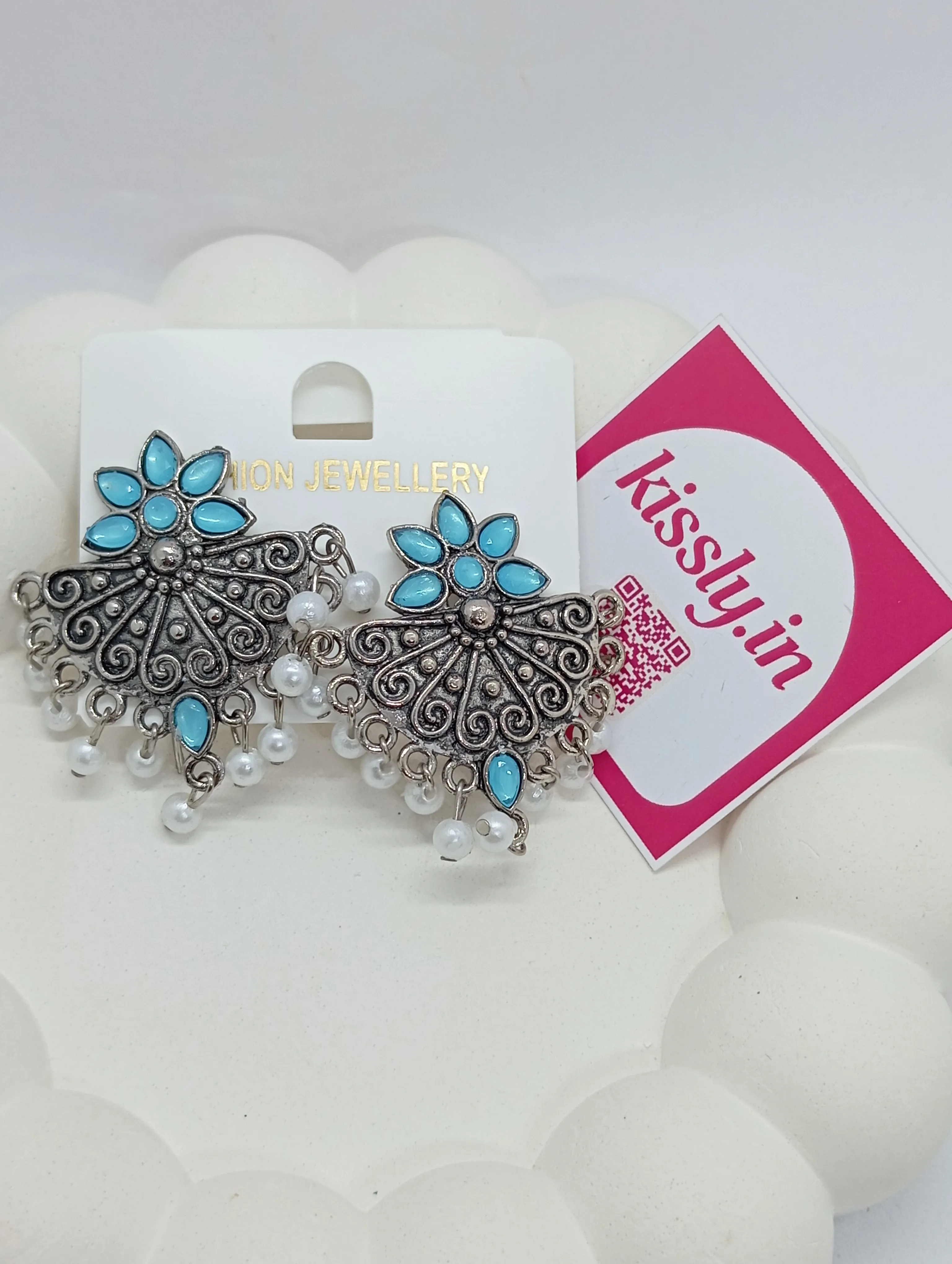 Oxidized Silver Jhumka Earrings