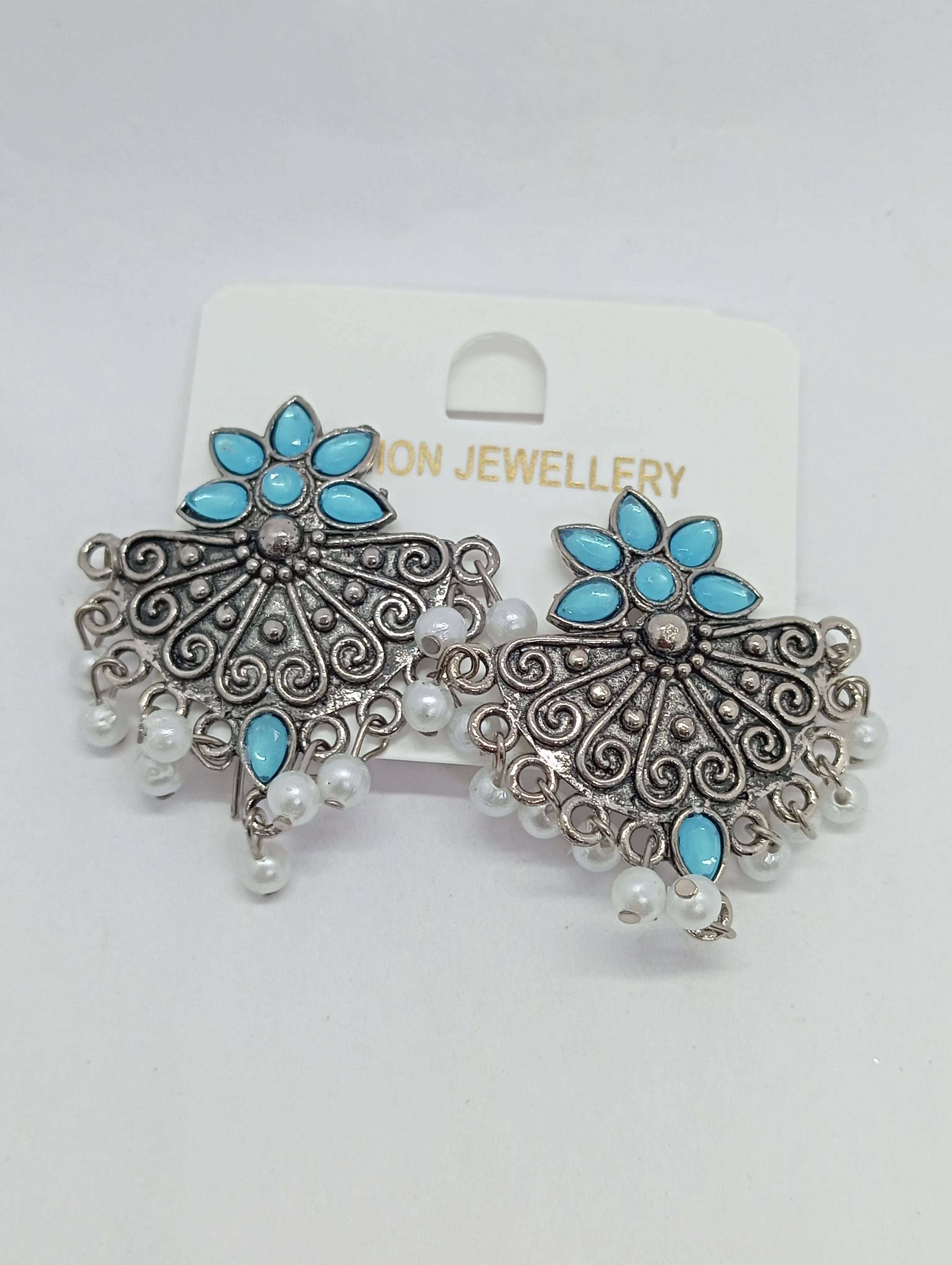 Oxidized Silver Jhumka Earrings