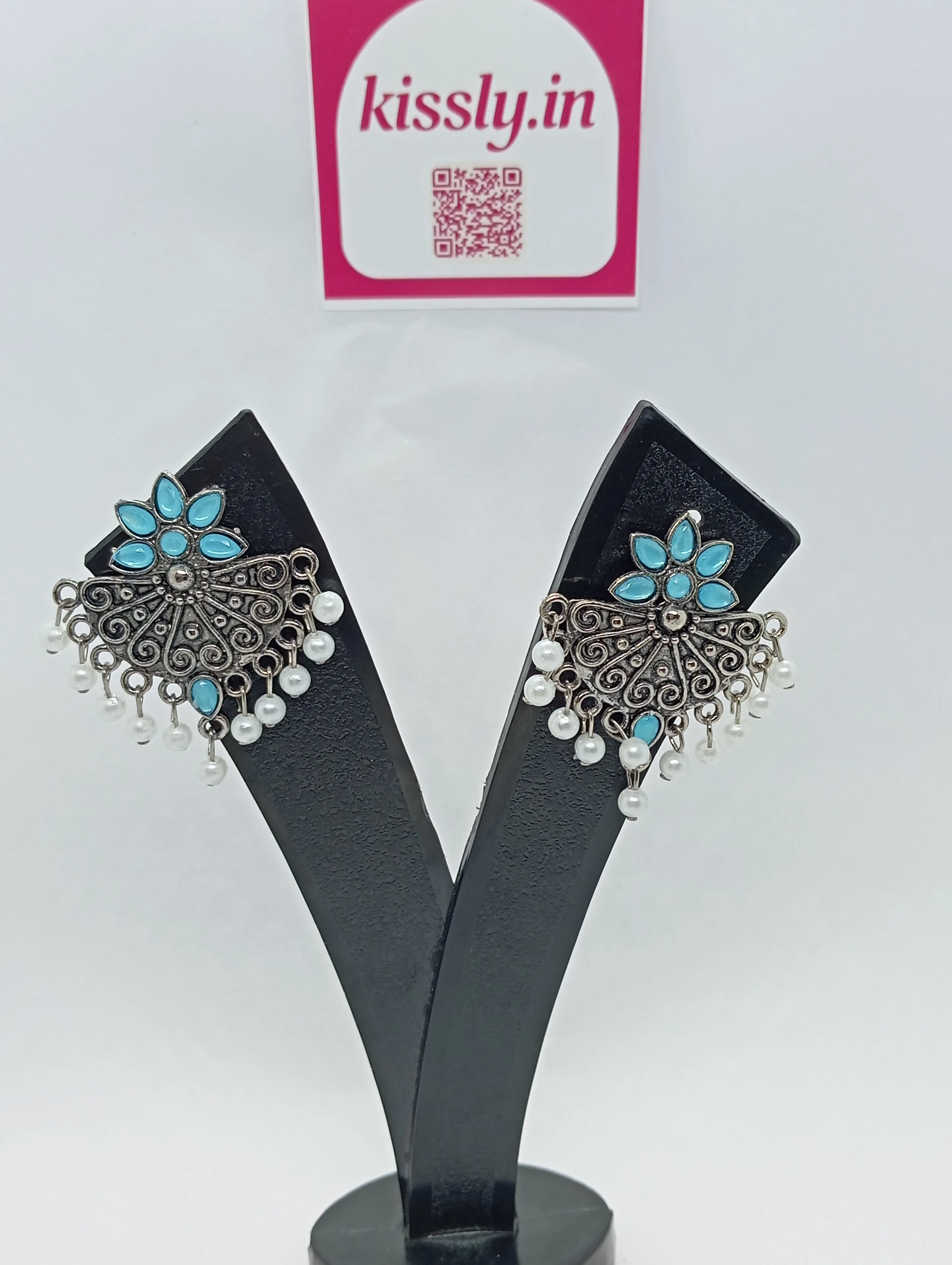 Oxidized Silver Jhumka Earrings