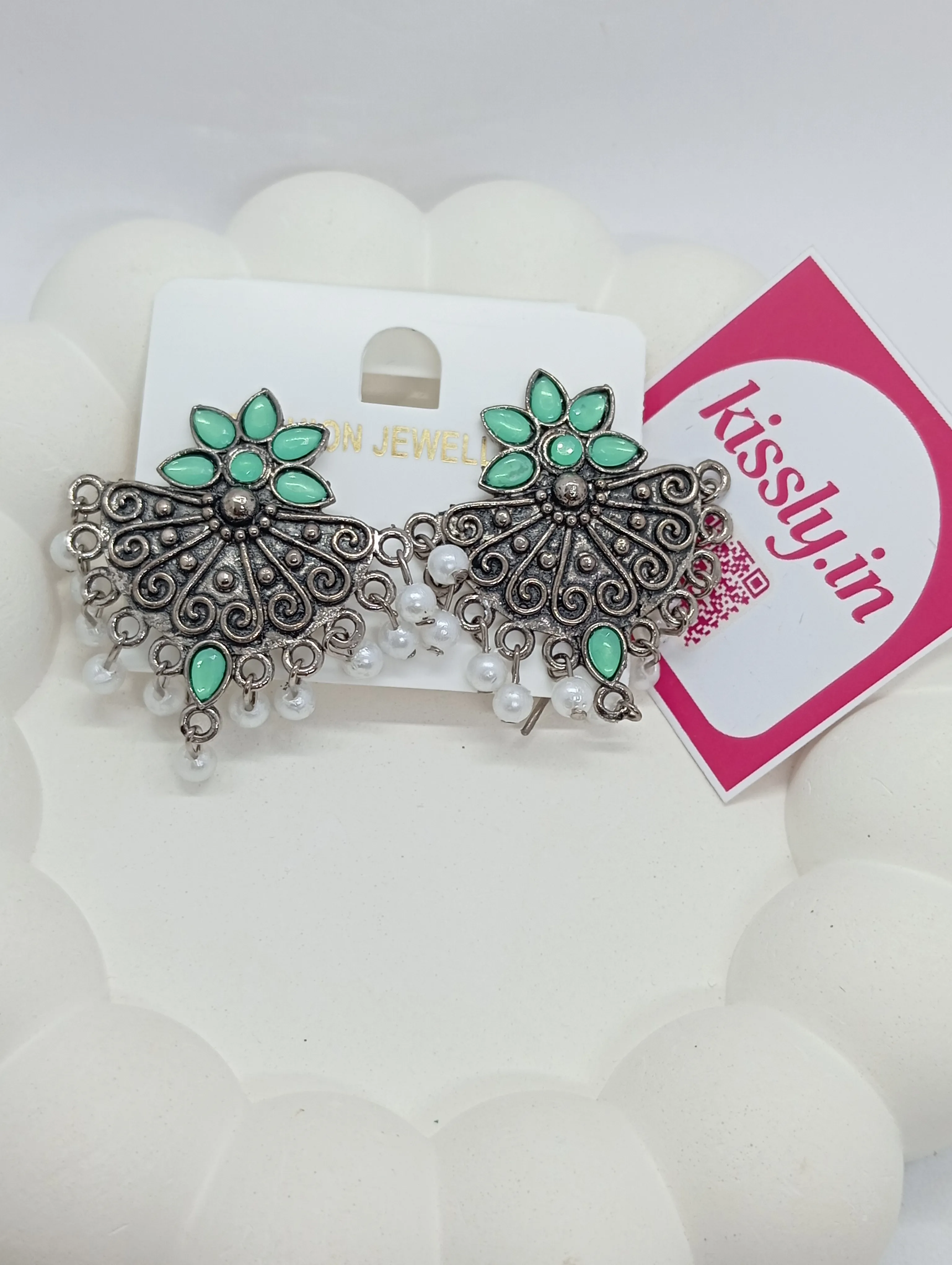 Oxidized Silver Jhumka Earrings