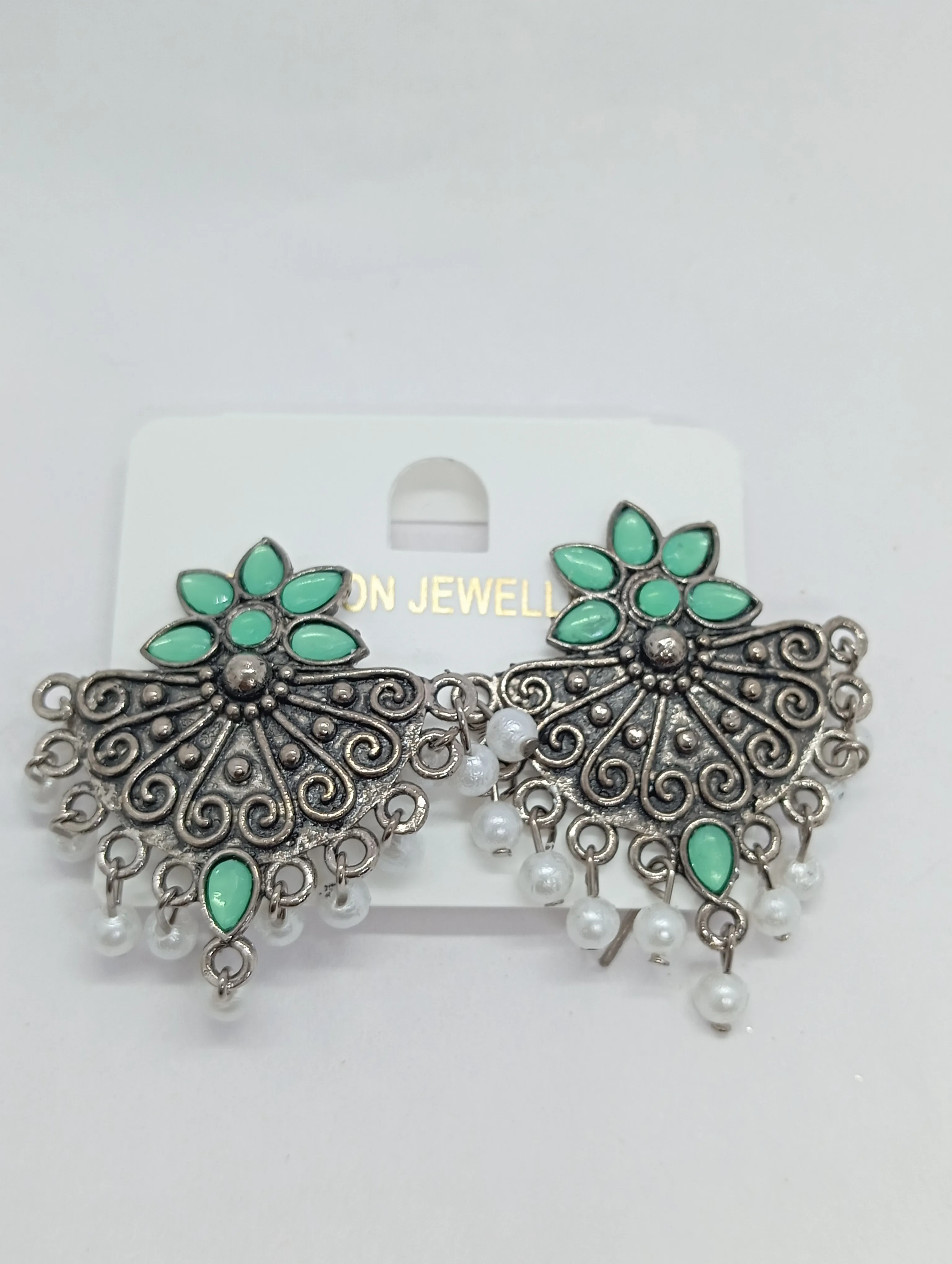 Oxidized Silver Jhumka Earrings