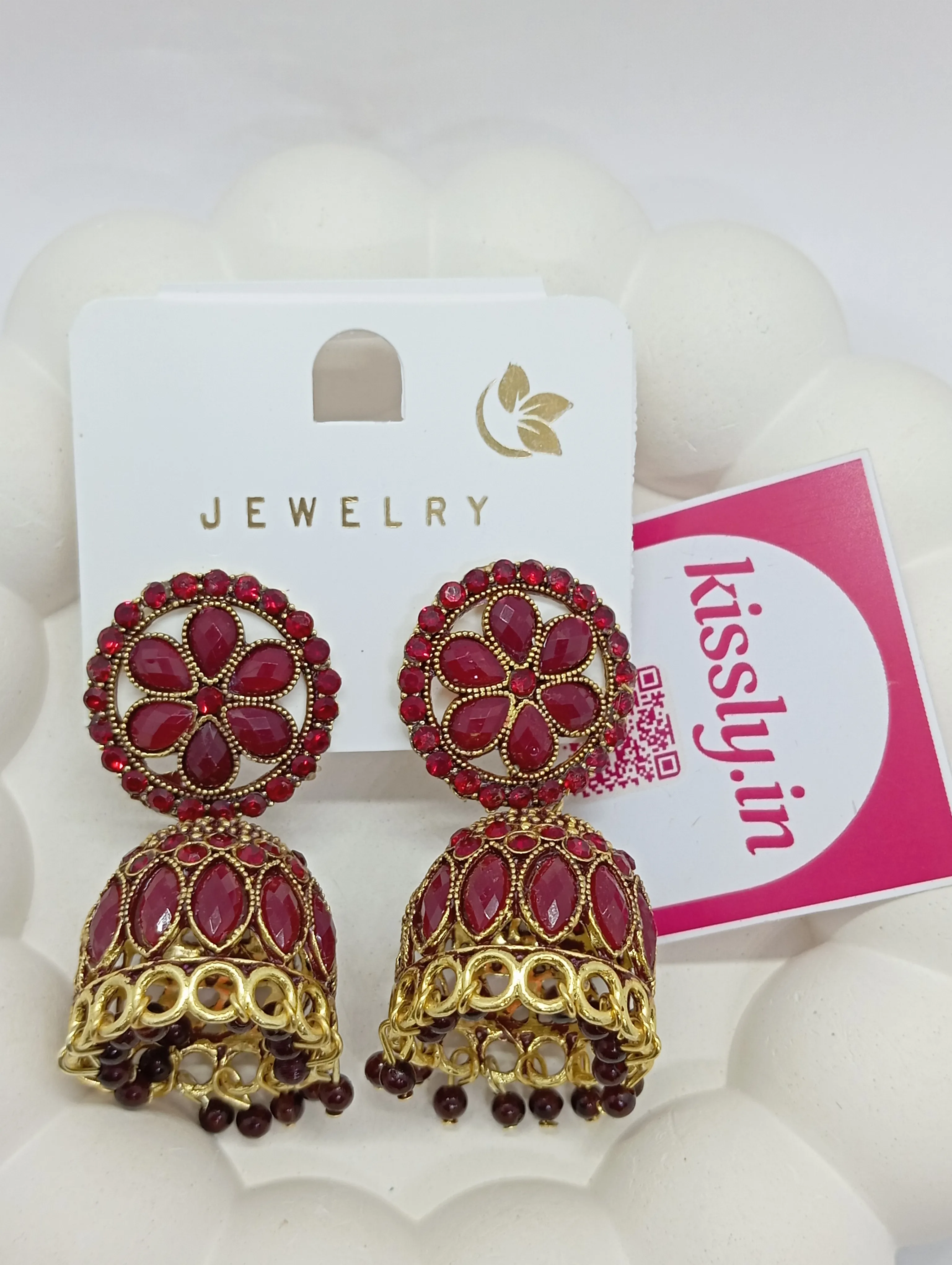 Red Jhumka Earrings