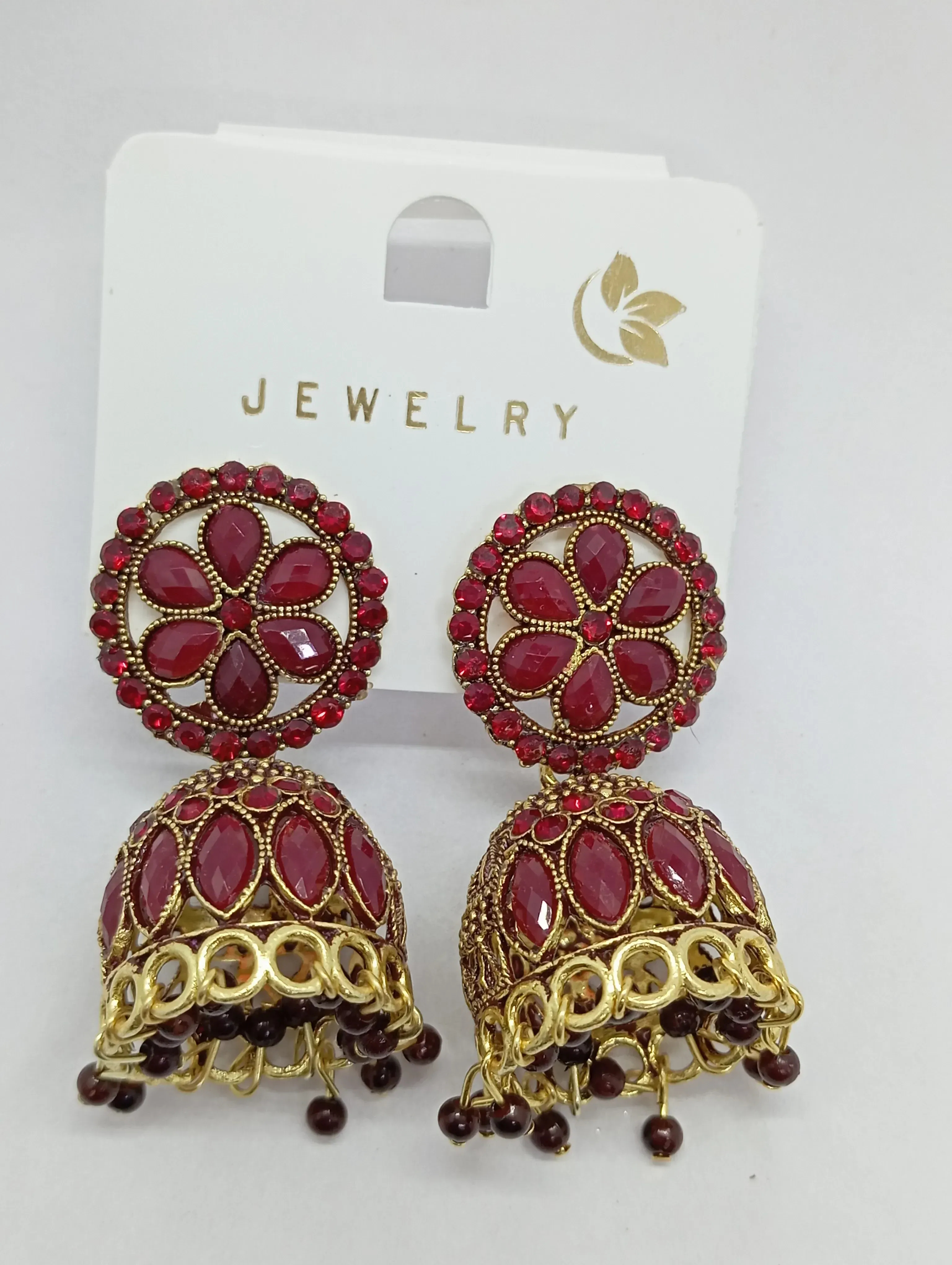Red Jhumka Earrings