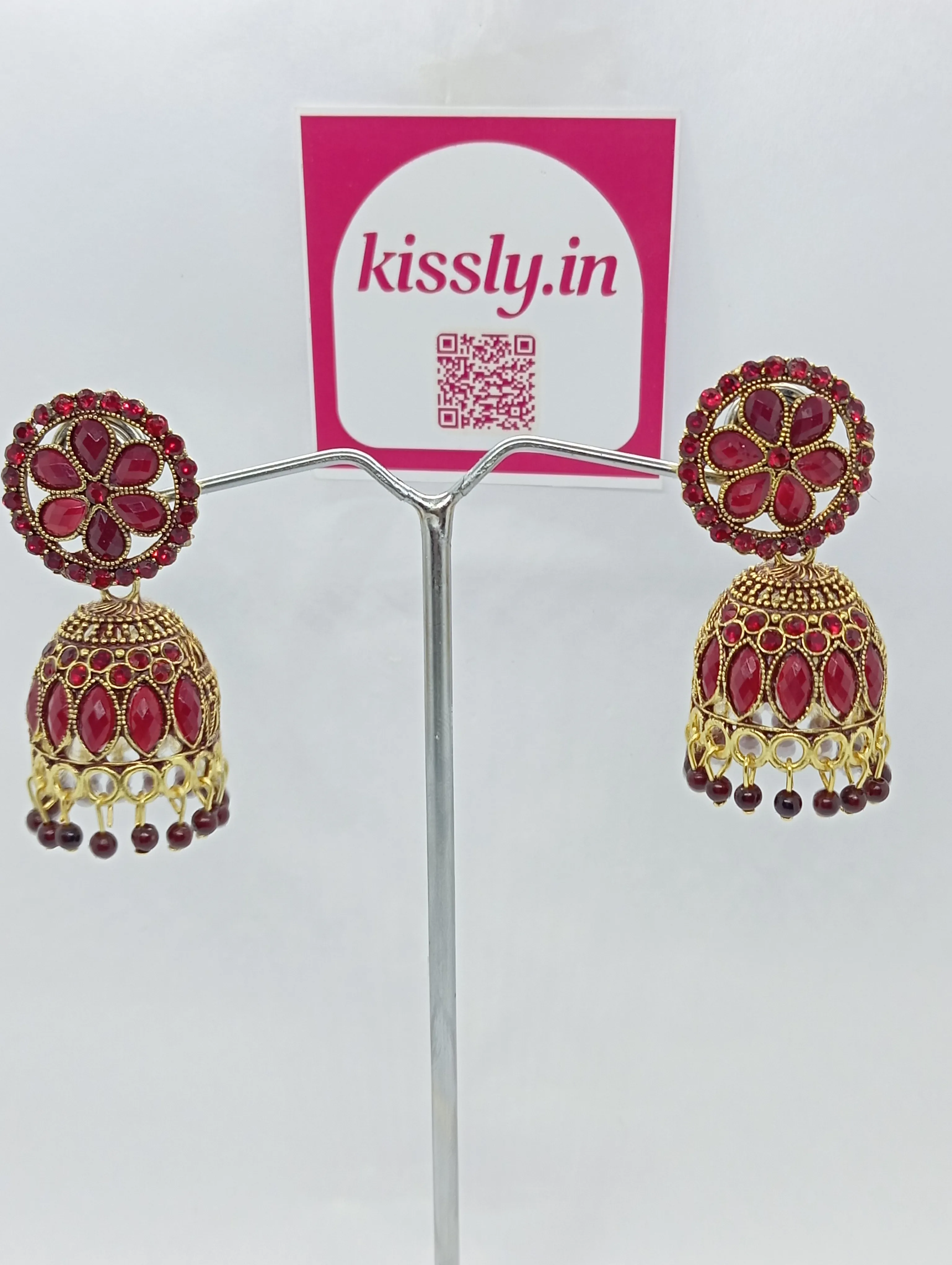Red Jhumka Earrings
