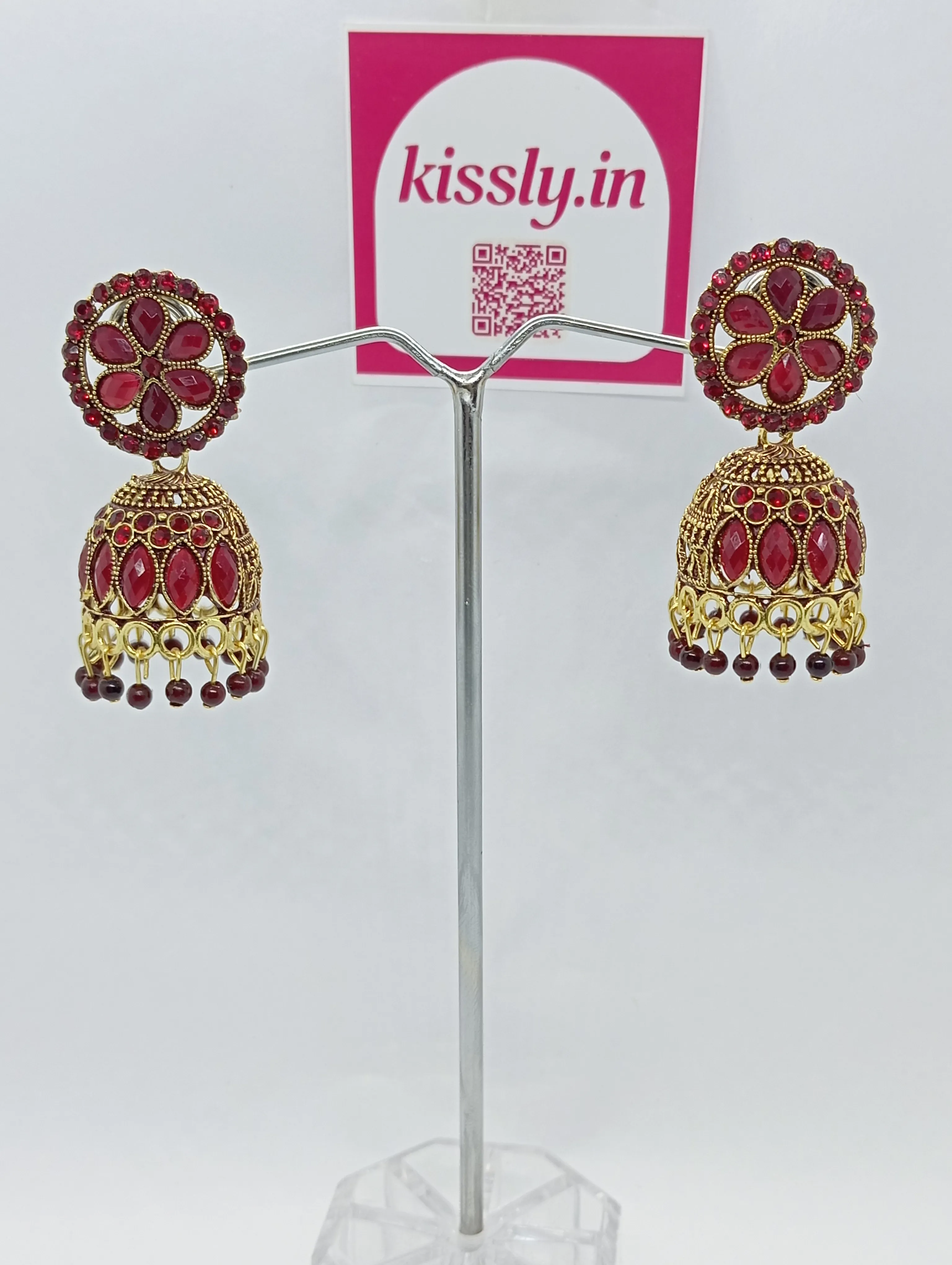 Red Jhumka Earrings