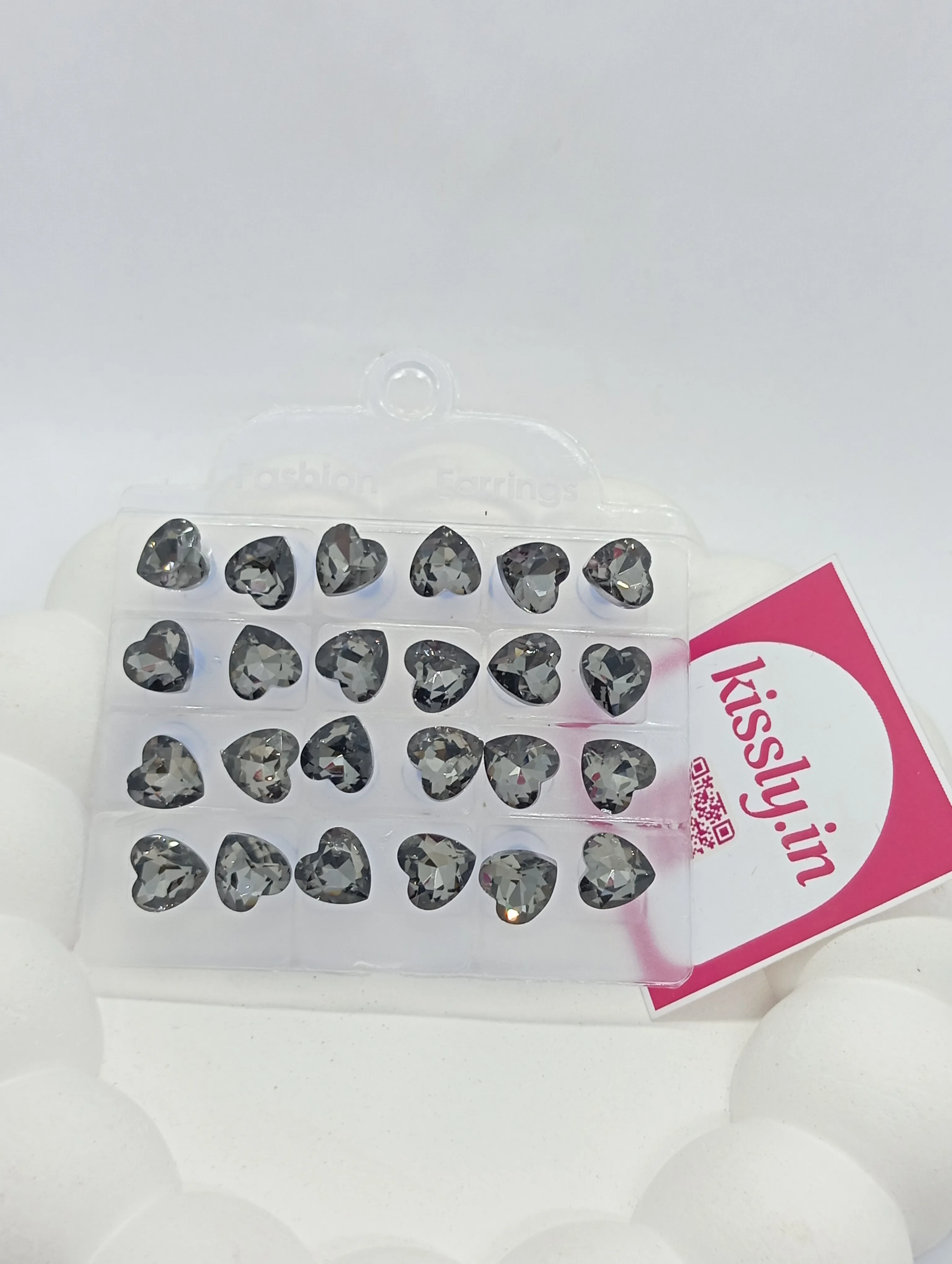 Heart-Shaped Crystal Stud Earrings
