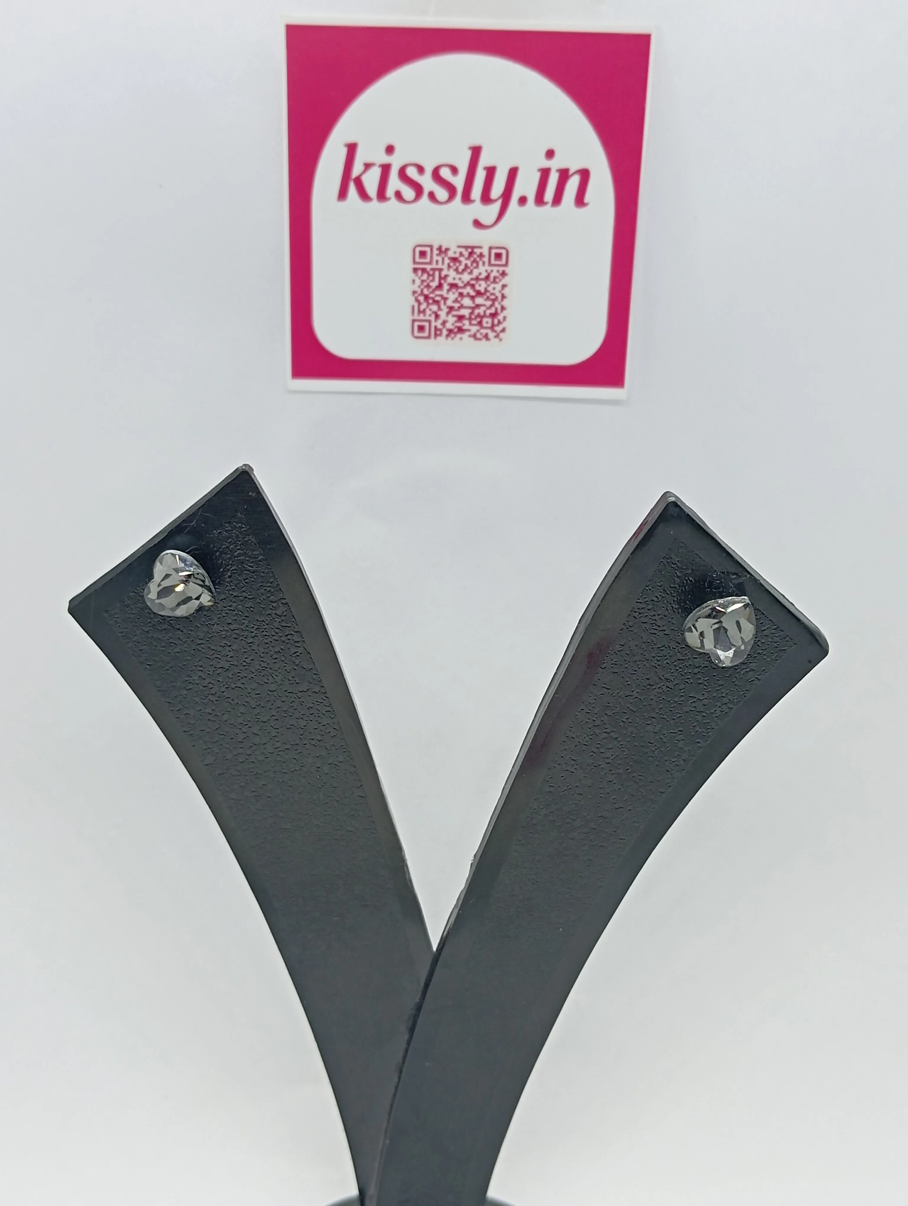 Heart-Shaped Crystal Stud Earrings