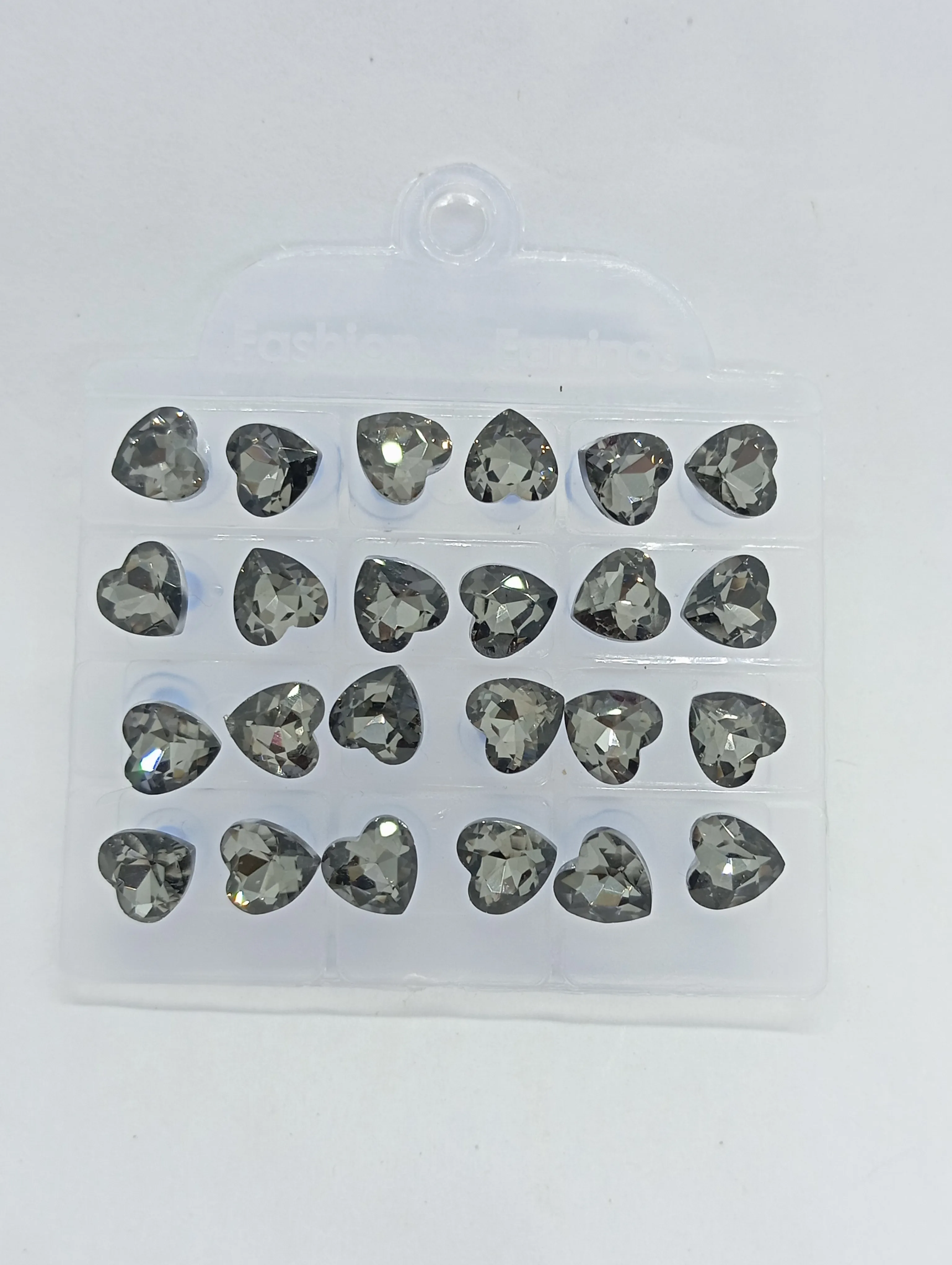 Heart-Shaped Crystal Stud Earrings