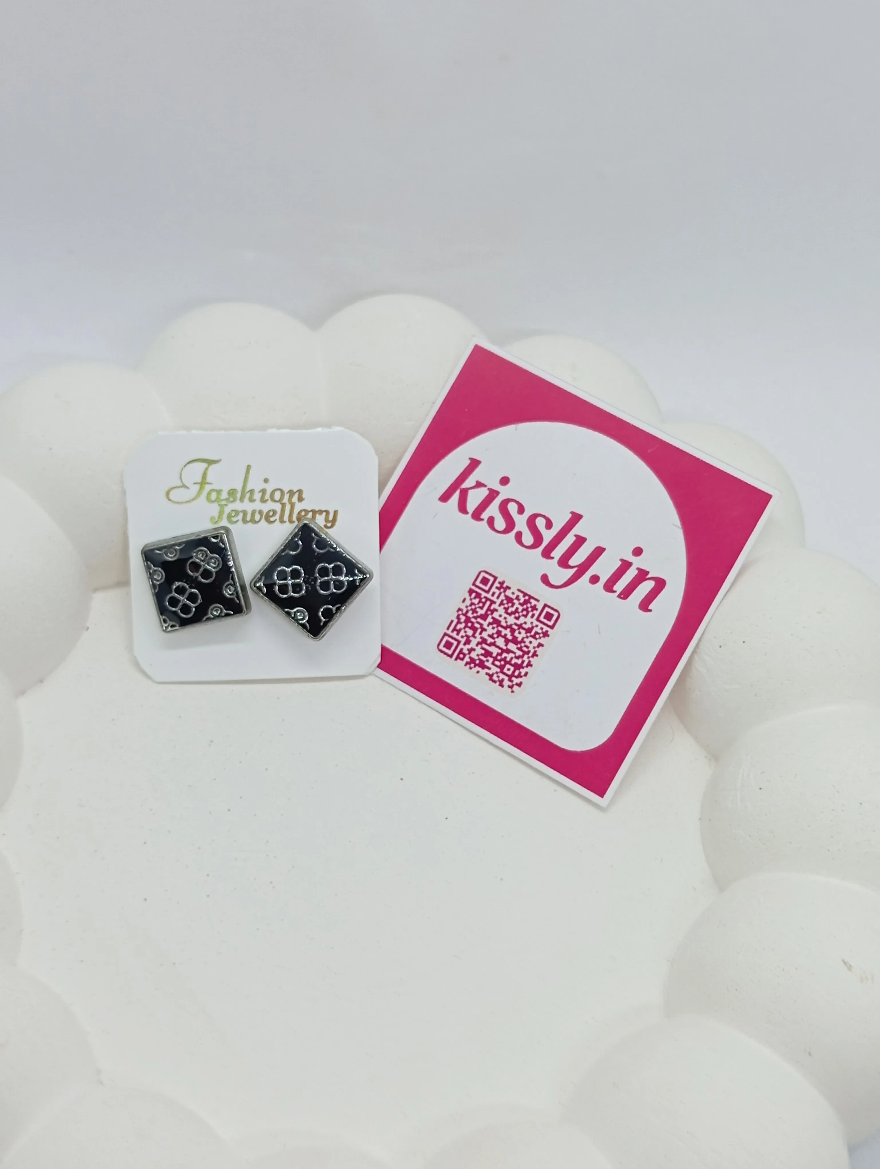Geometric Black Stud Earrings
