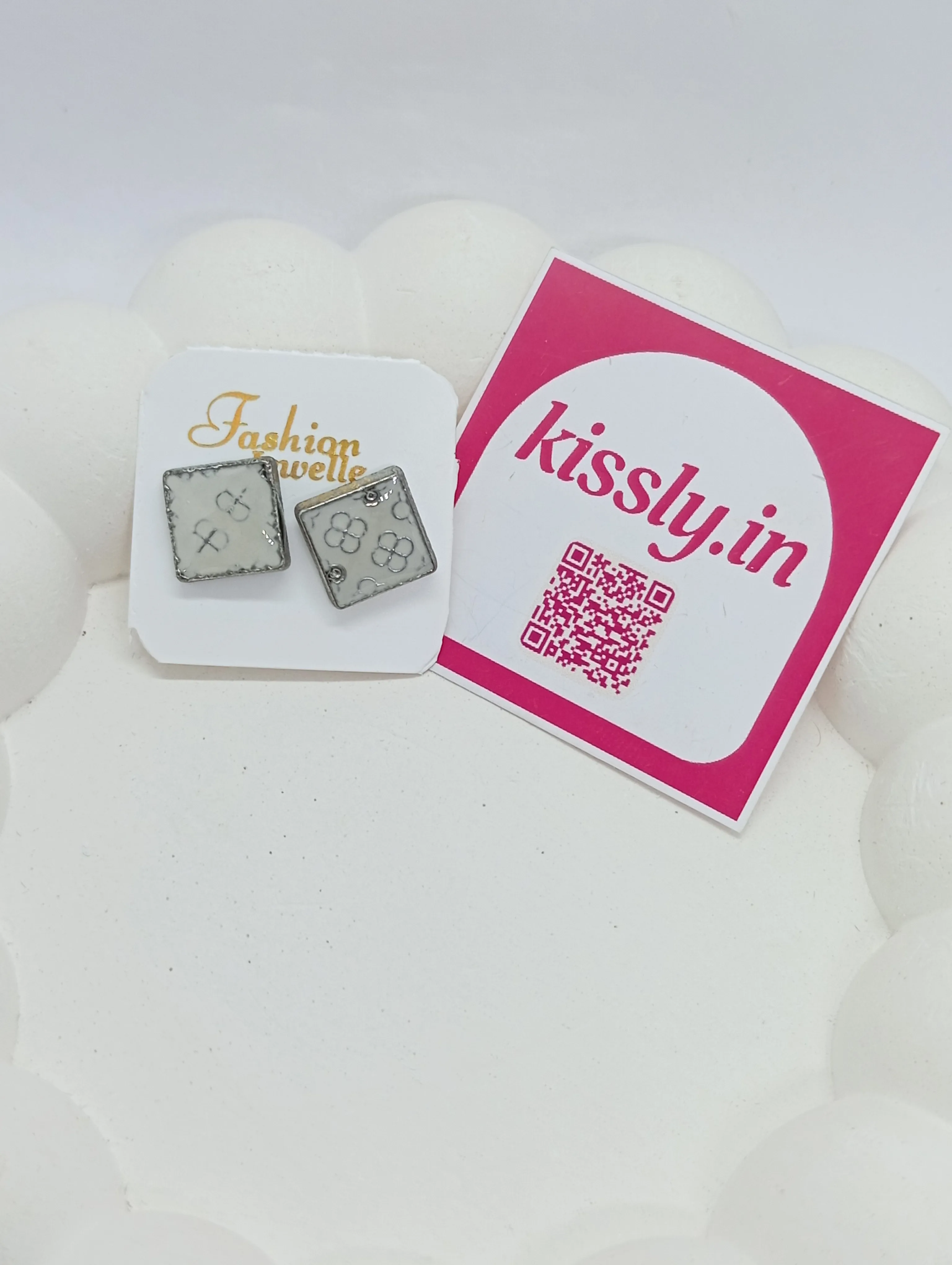 Square Floral Stud Earrings