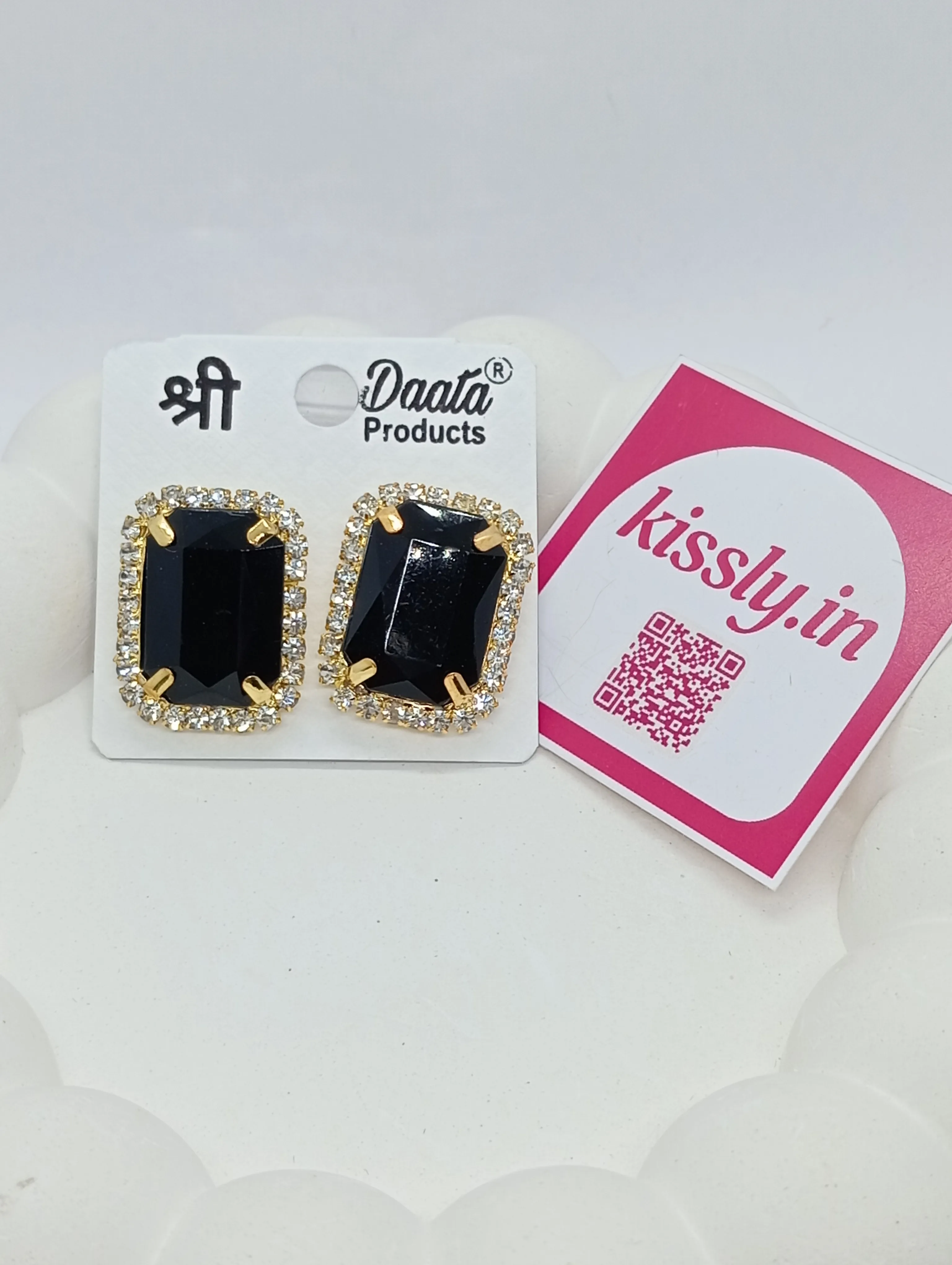 Black Stone Stud Earrings