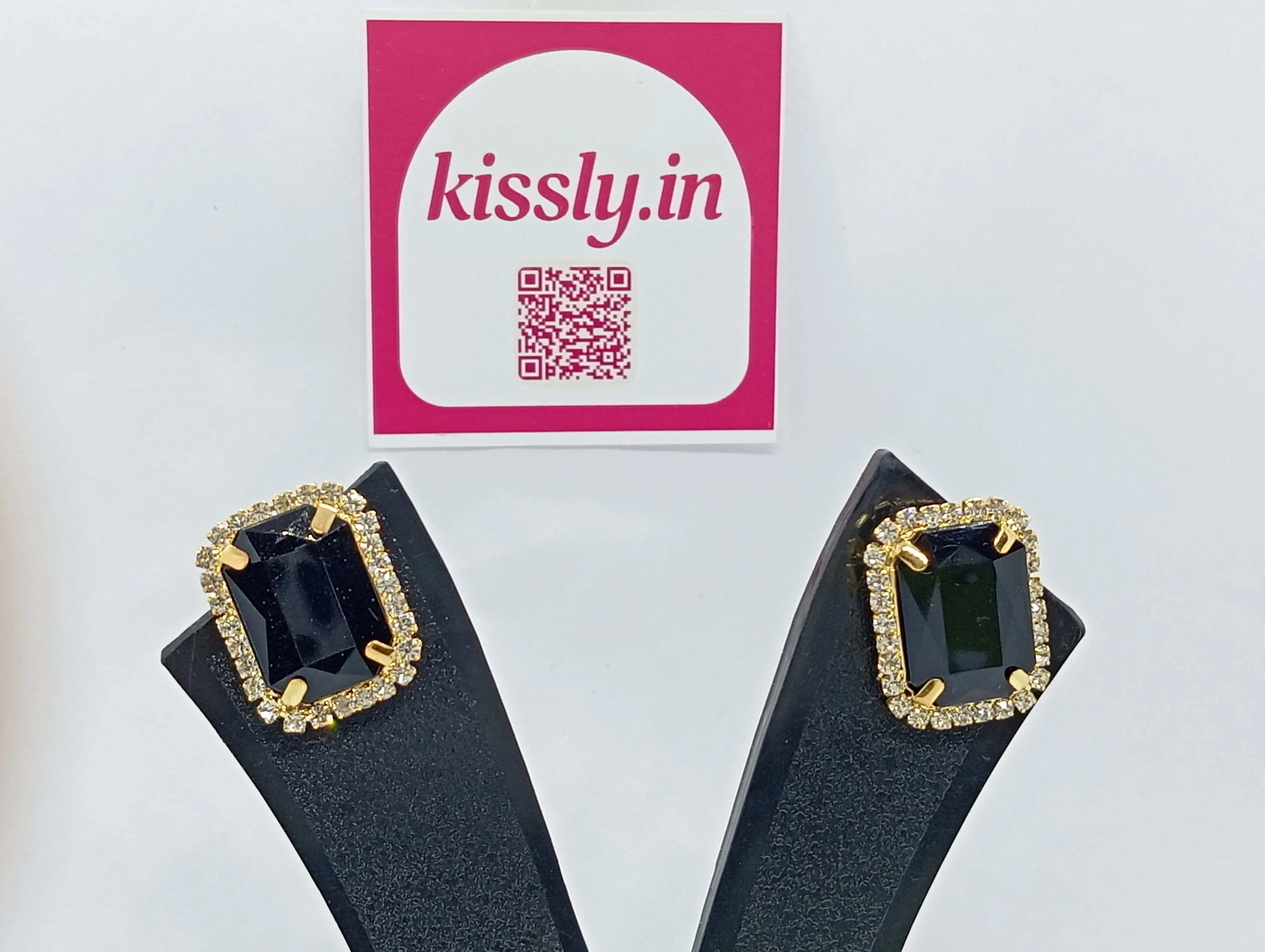 Black Stone Stud Earrings
