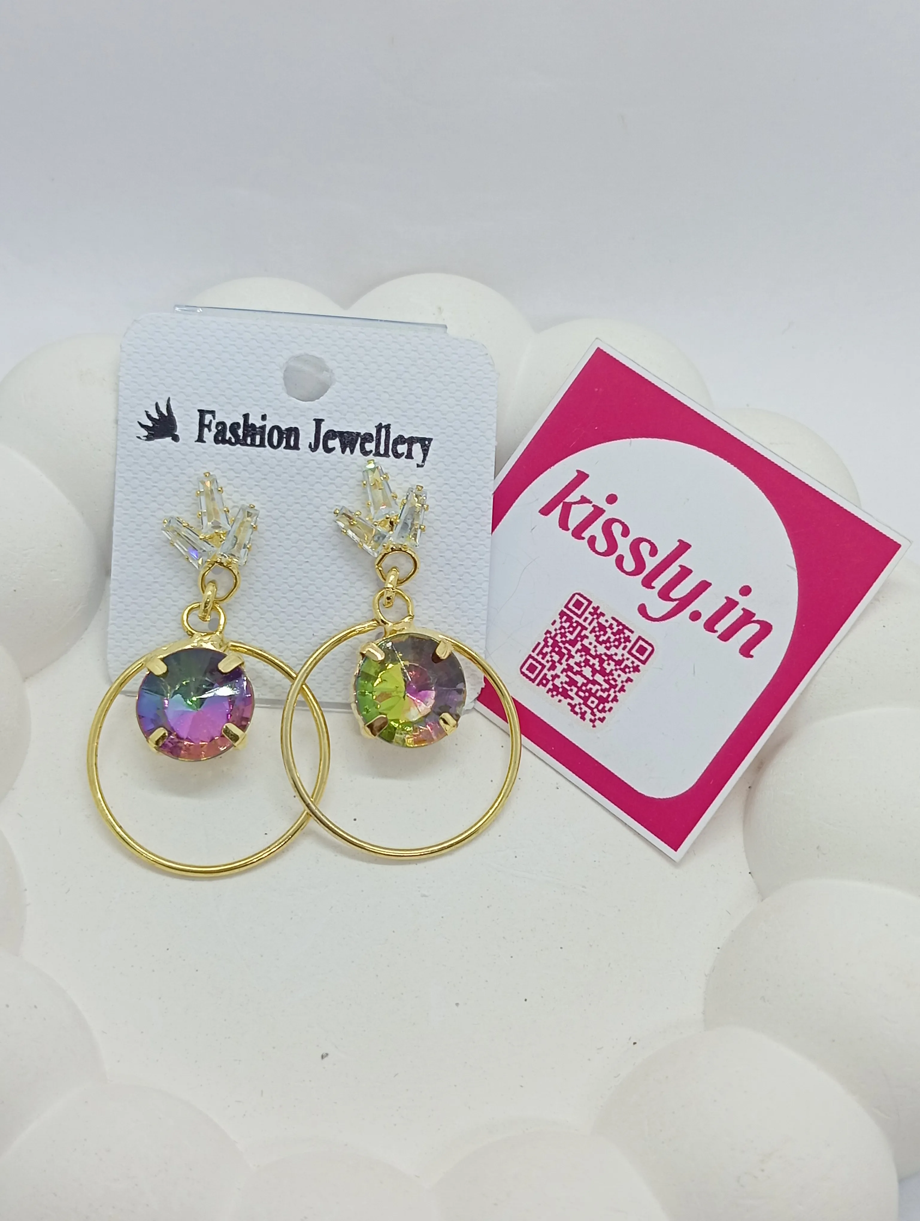 Rainbow Crystal Hoop Earrings