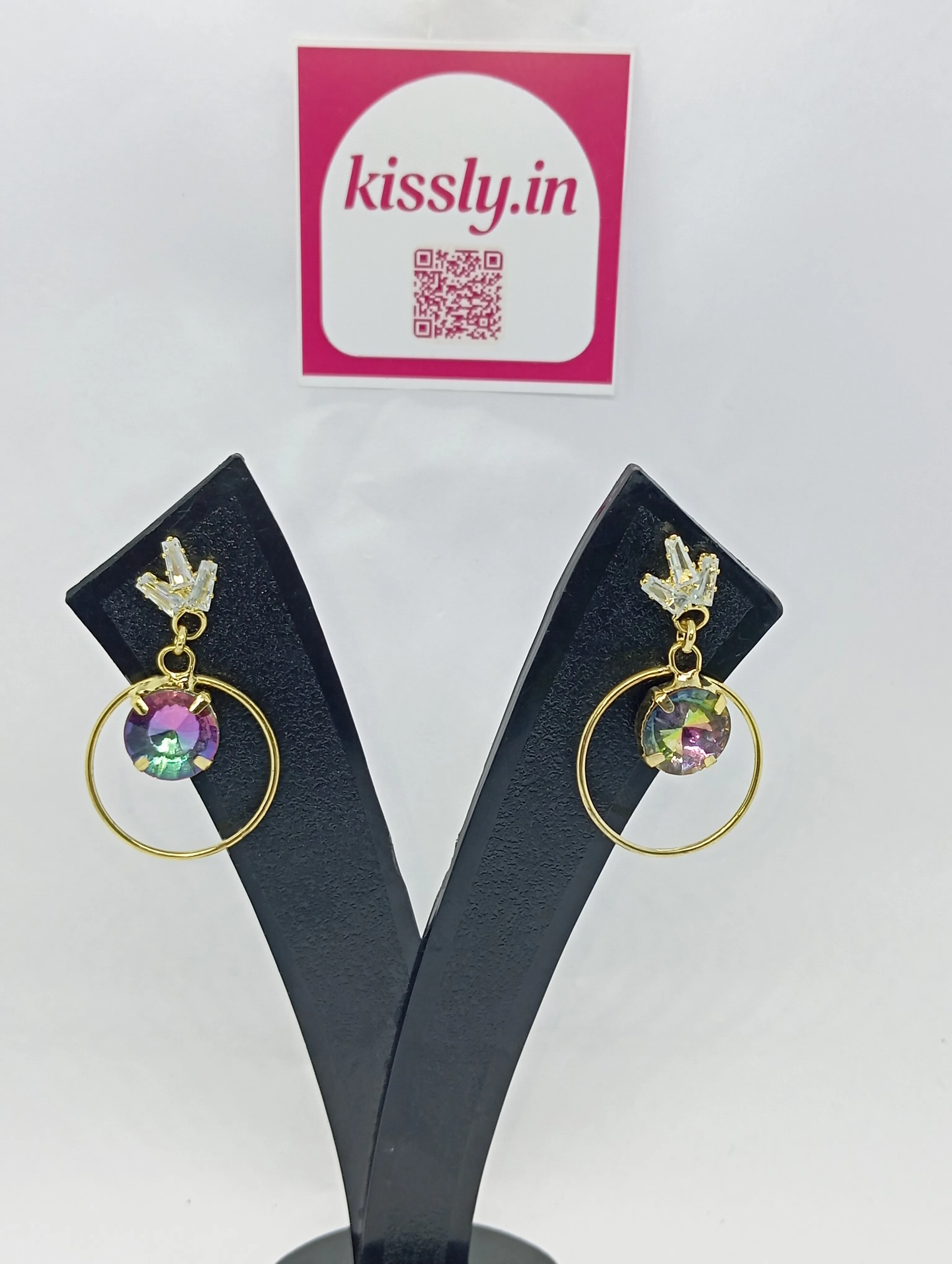 Rainbow Crystal Hoop Earrings