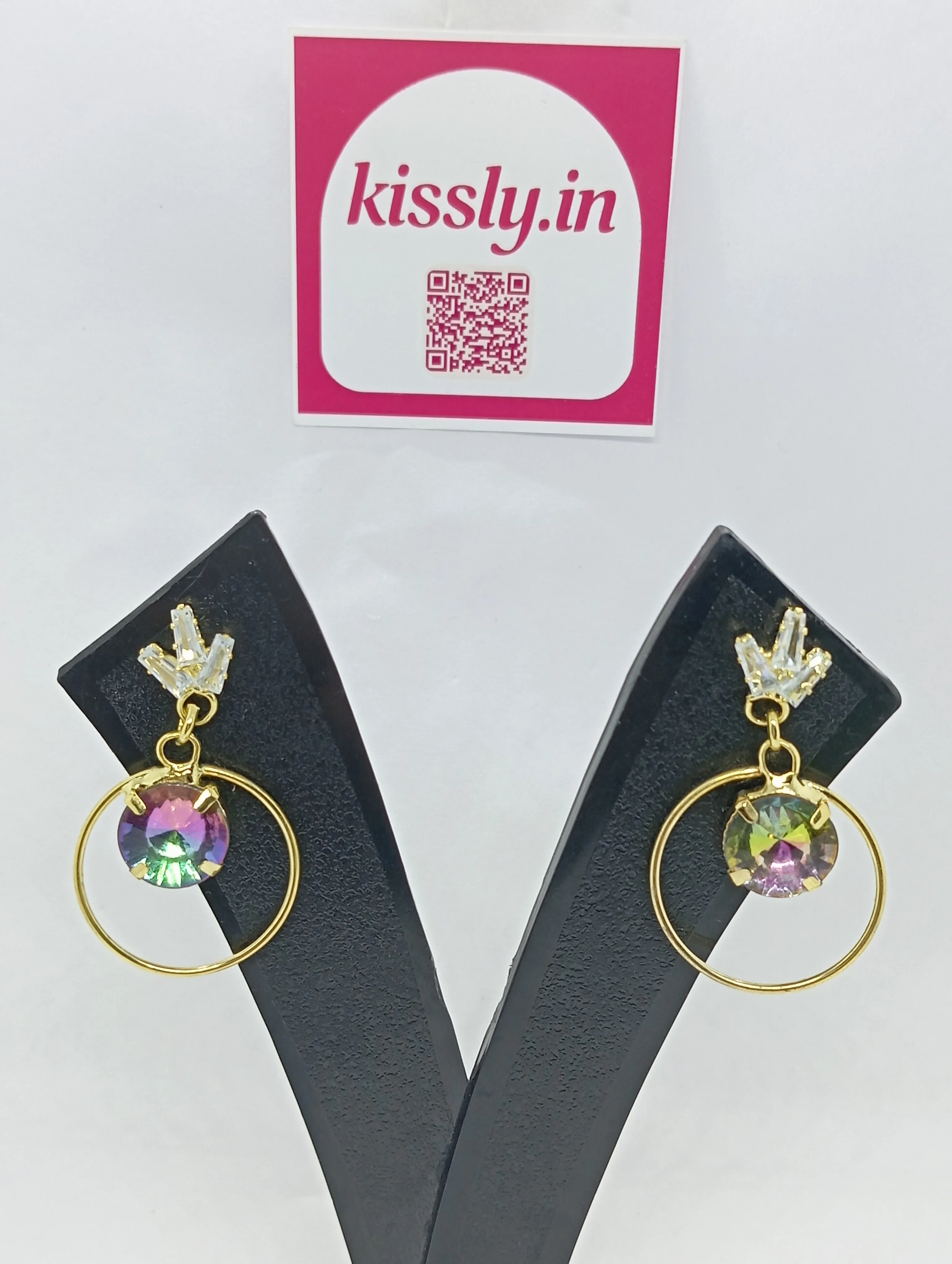 Rainbow Crystal Hoop Earrings