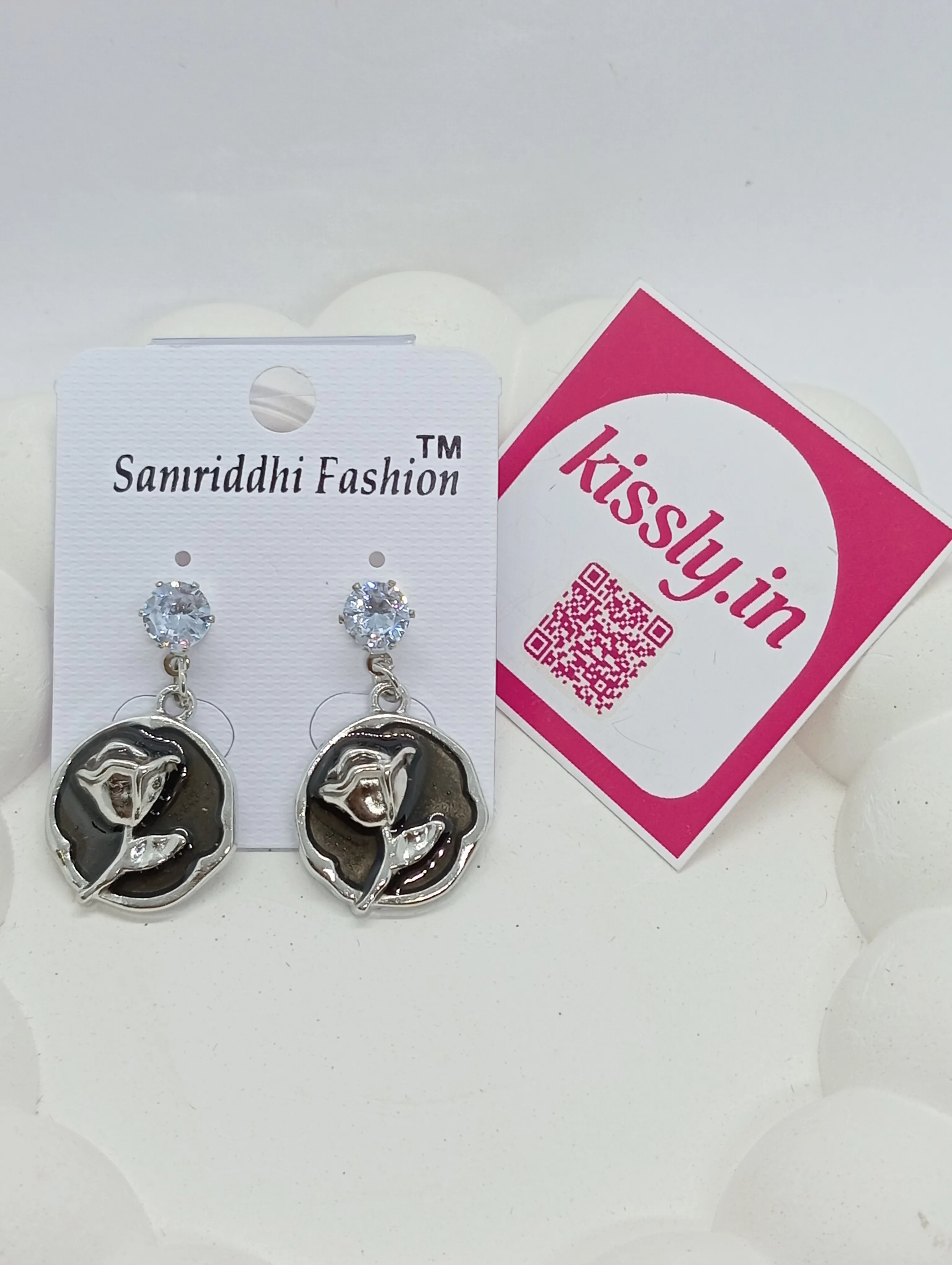 Silver Floral Drop Earrings
