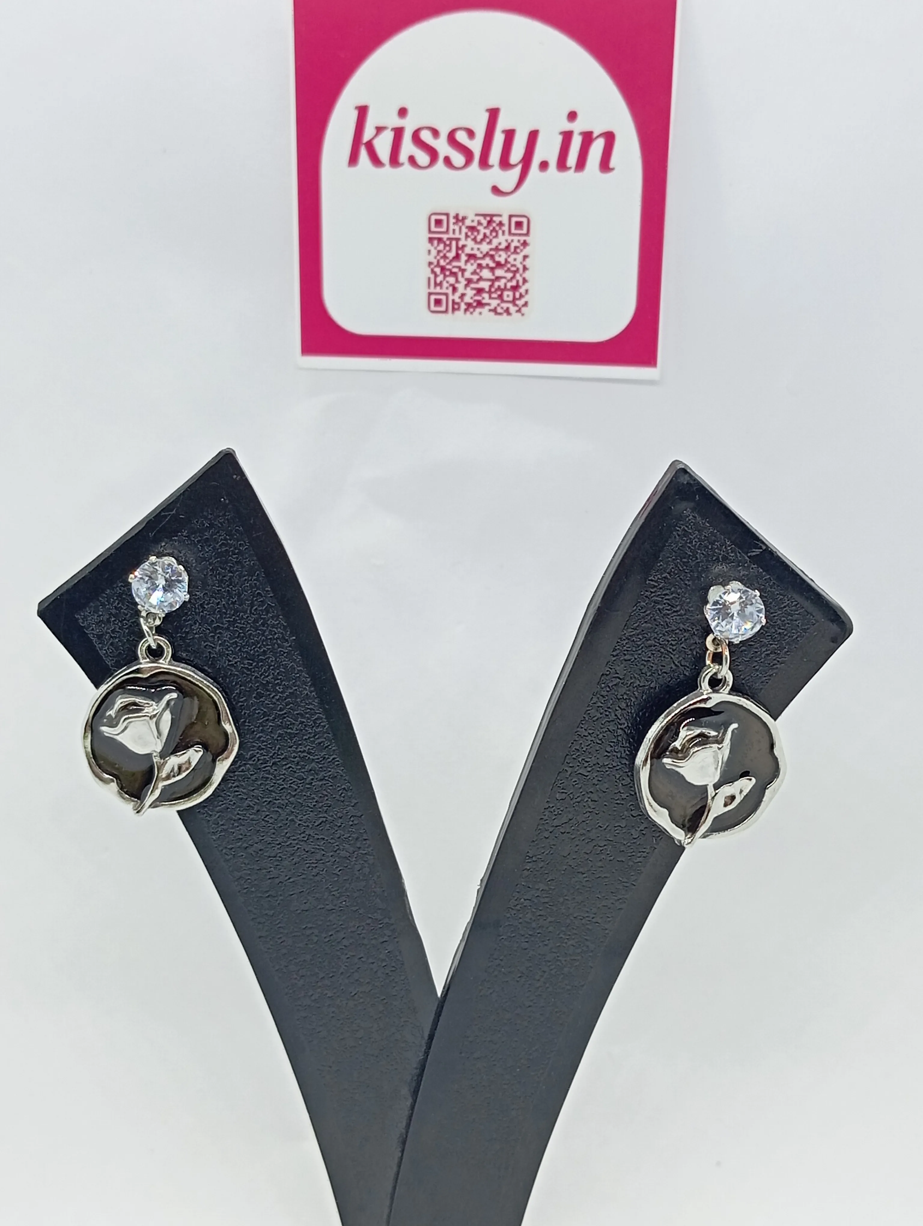 Silver Floral Drop Earrings