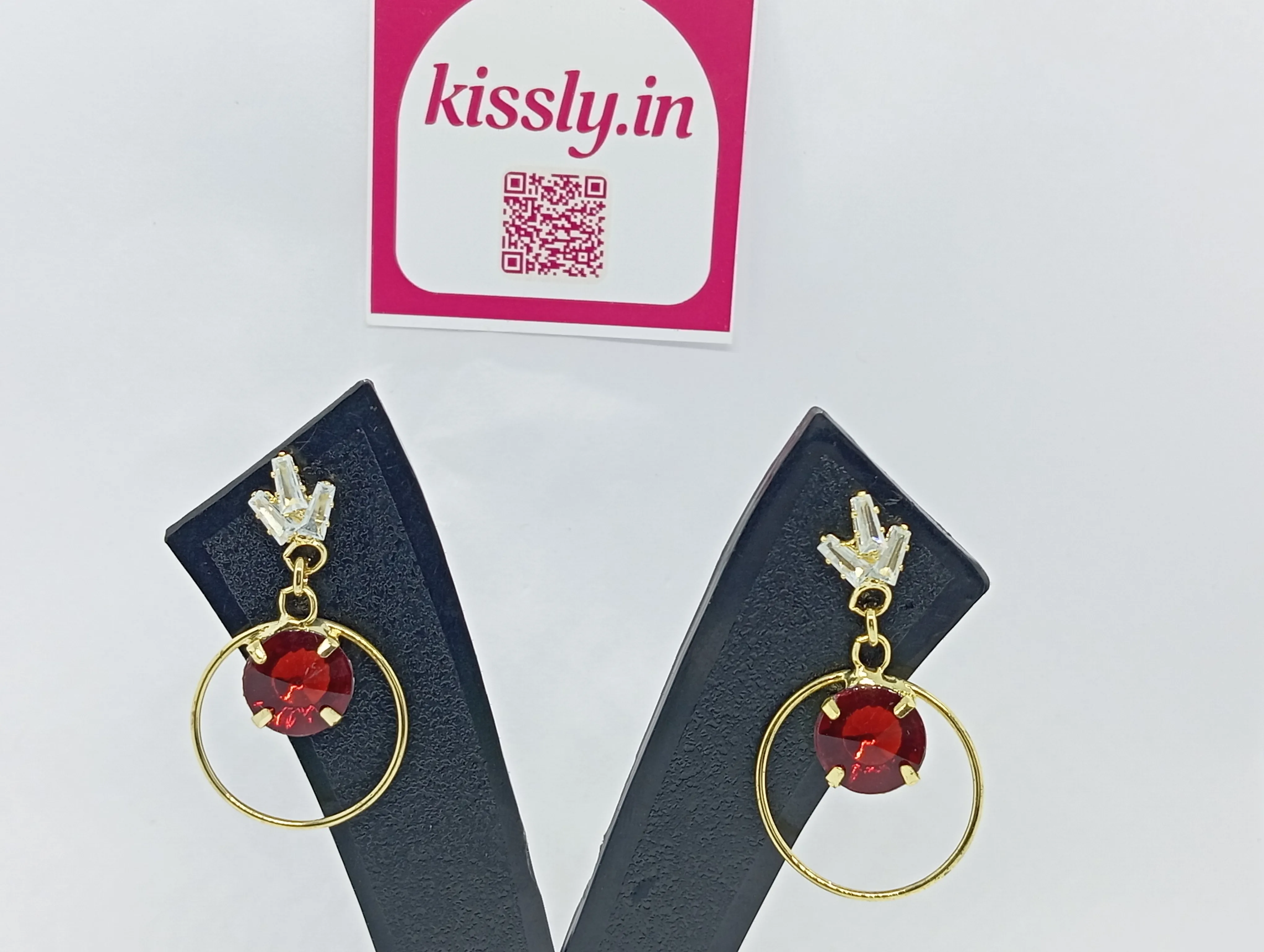 Red Gemstone Hoop Earrings