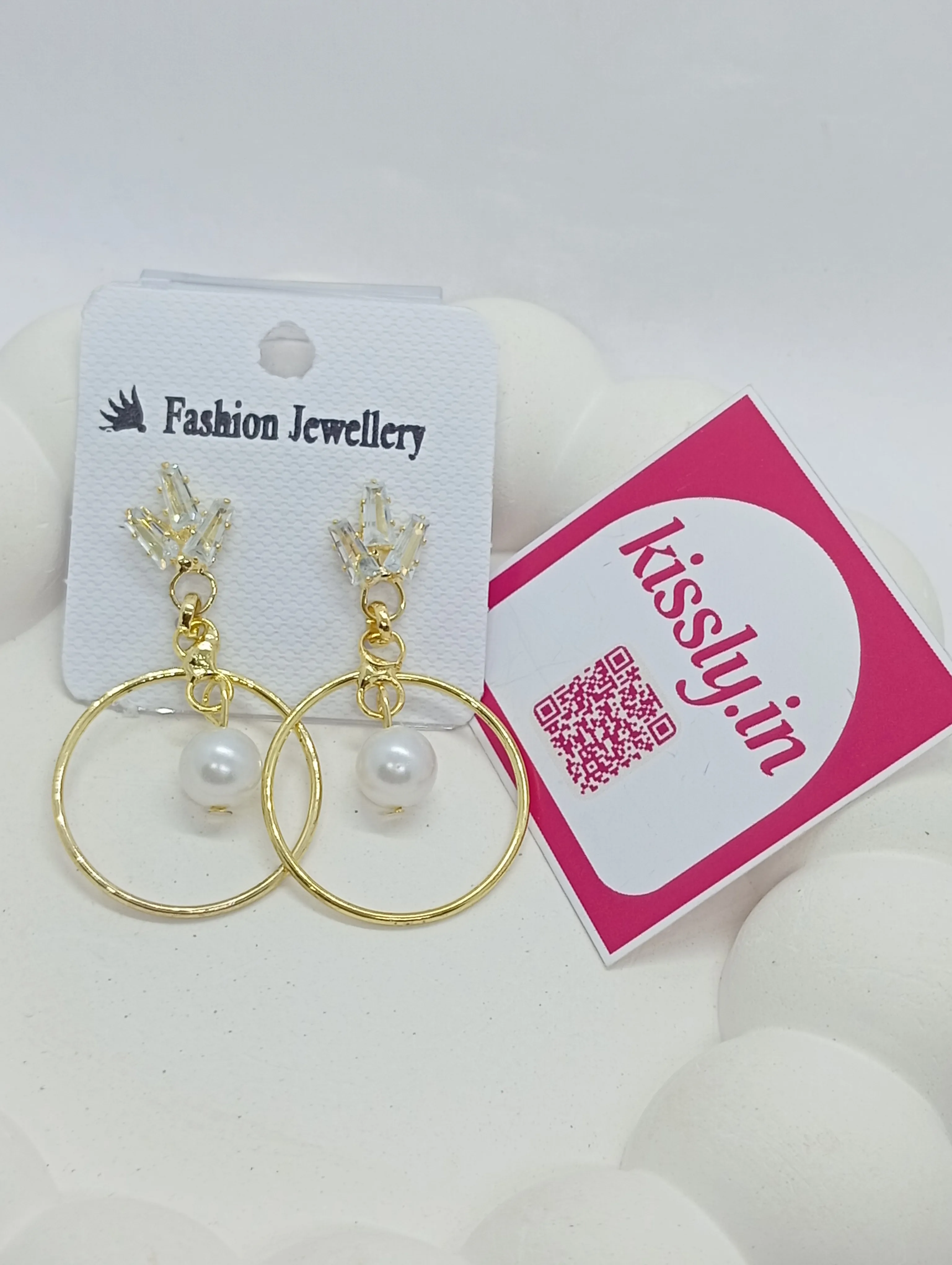 Pearl Drop Hoop Earrings