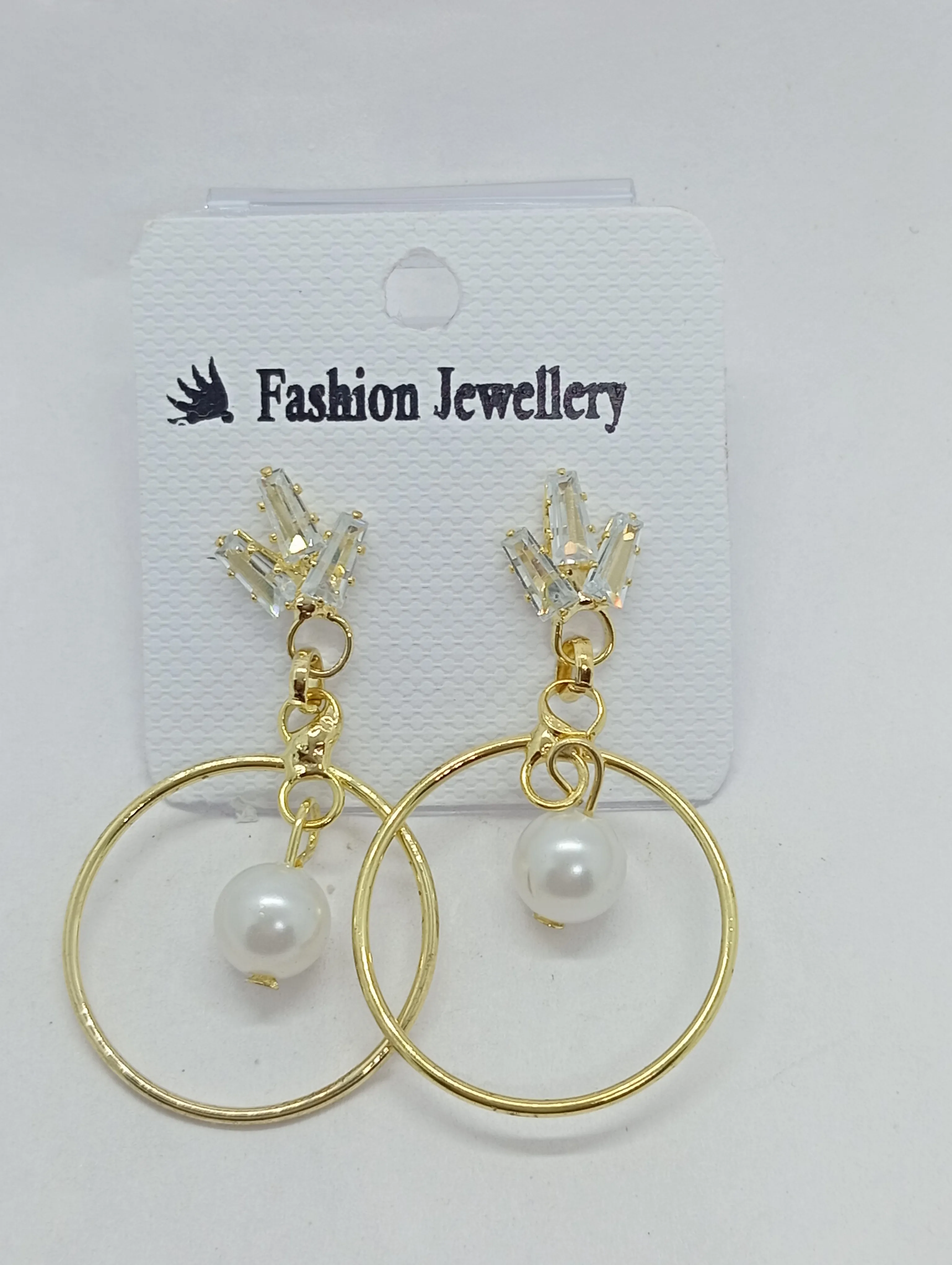 Pearl Drop Hoop Earrings