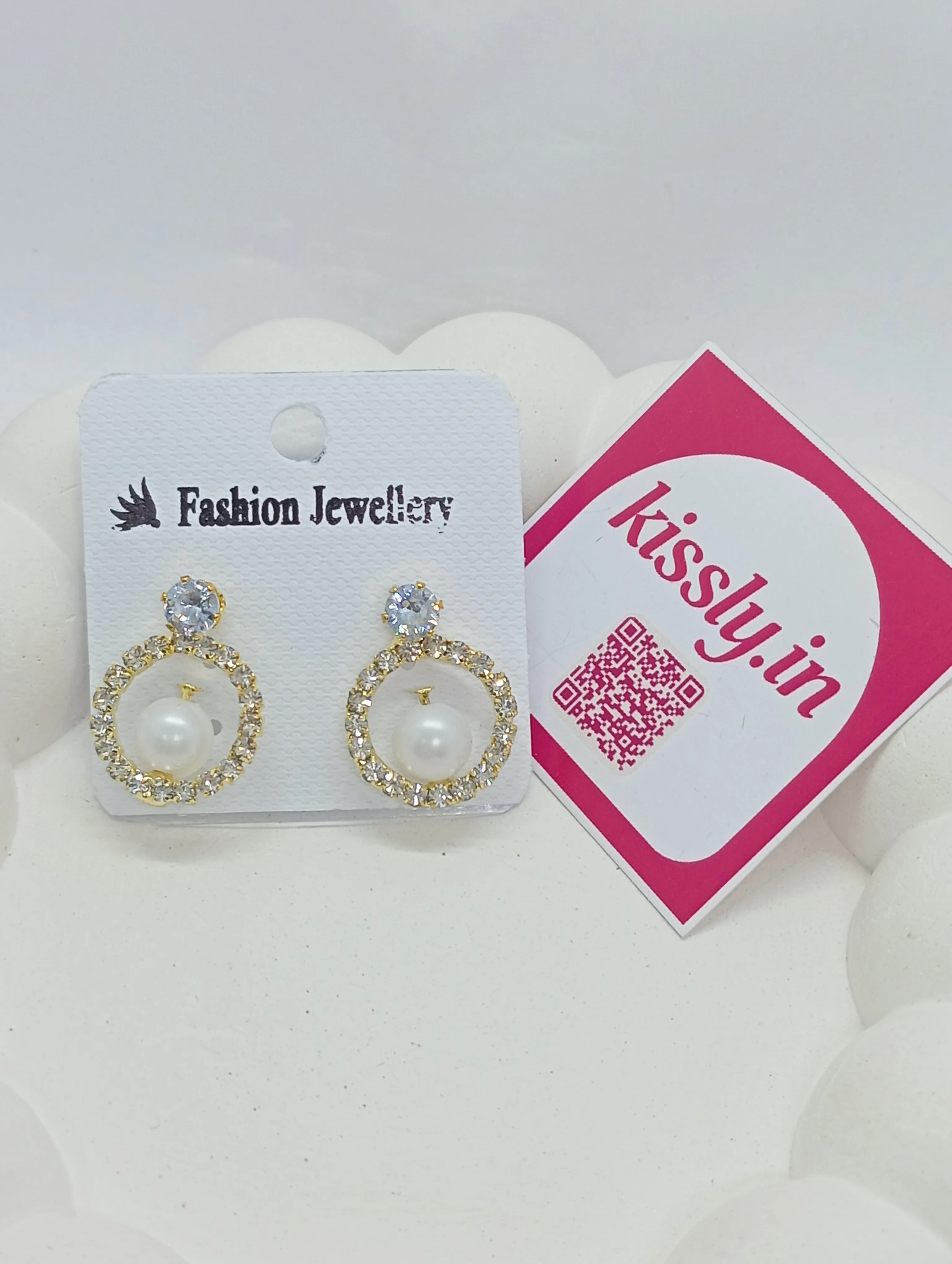Pearl Rhinestone Drop Earrings
