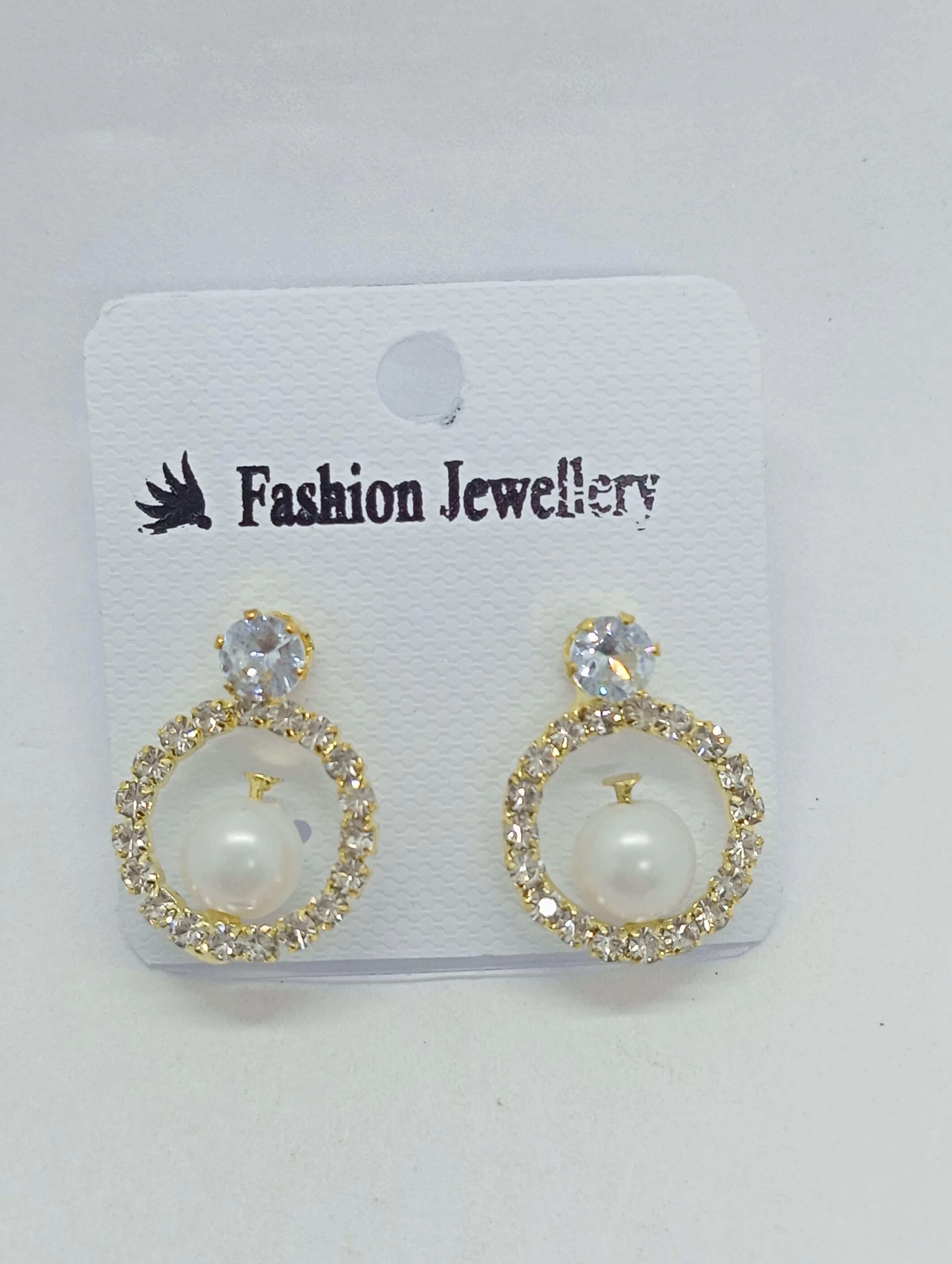 Pearl Rhinestone Drop Earrings
