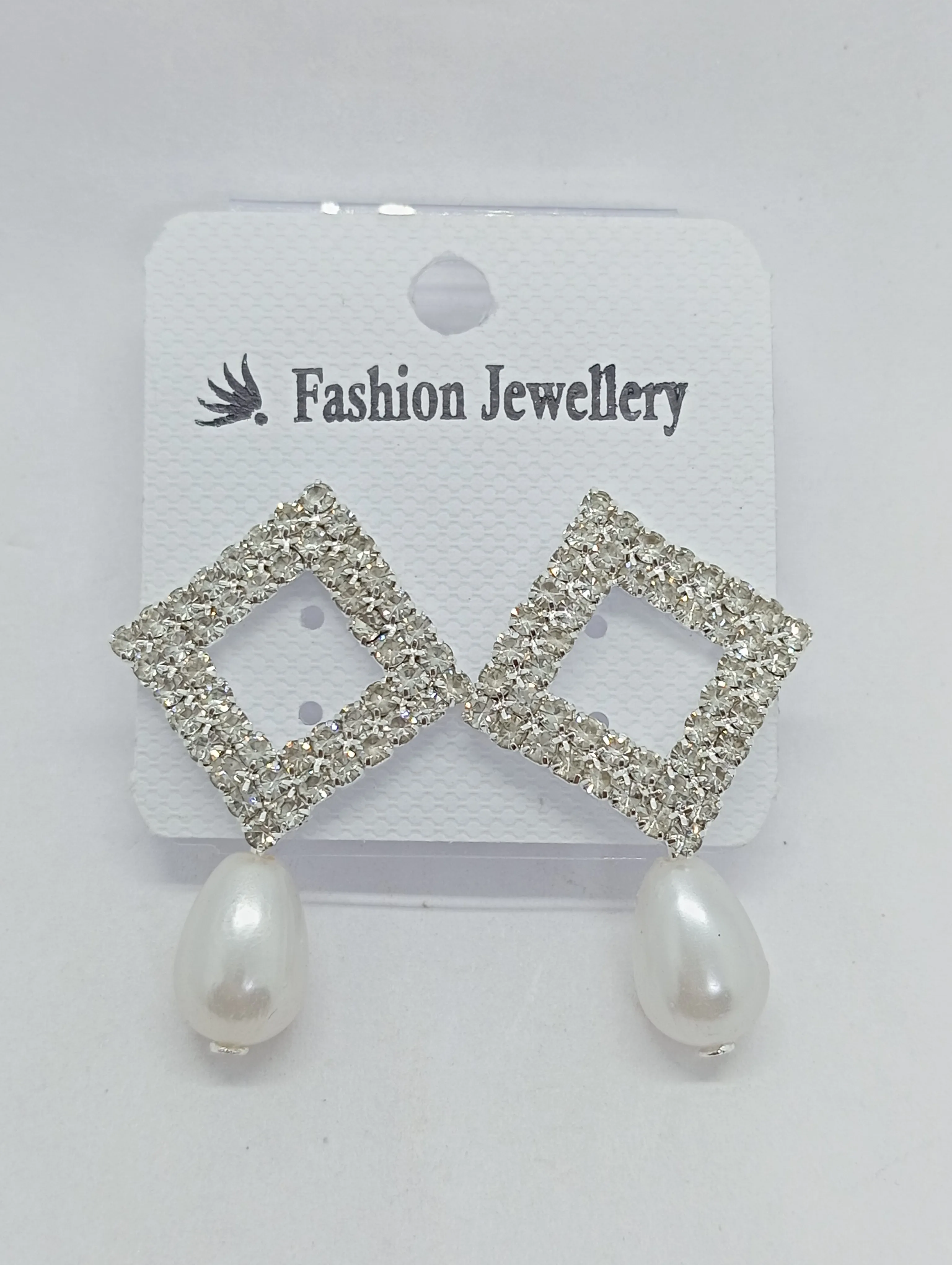 Rhinestone Pearl Drop Earrings
